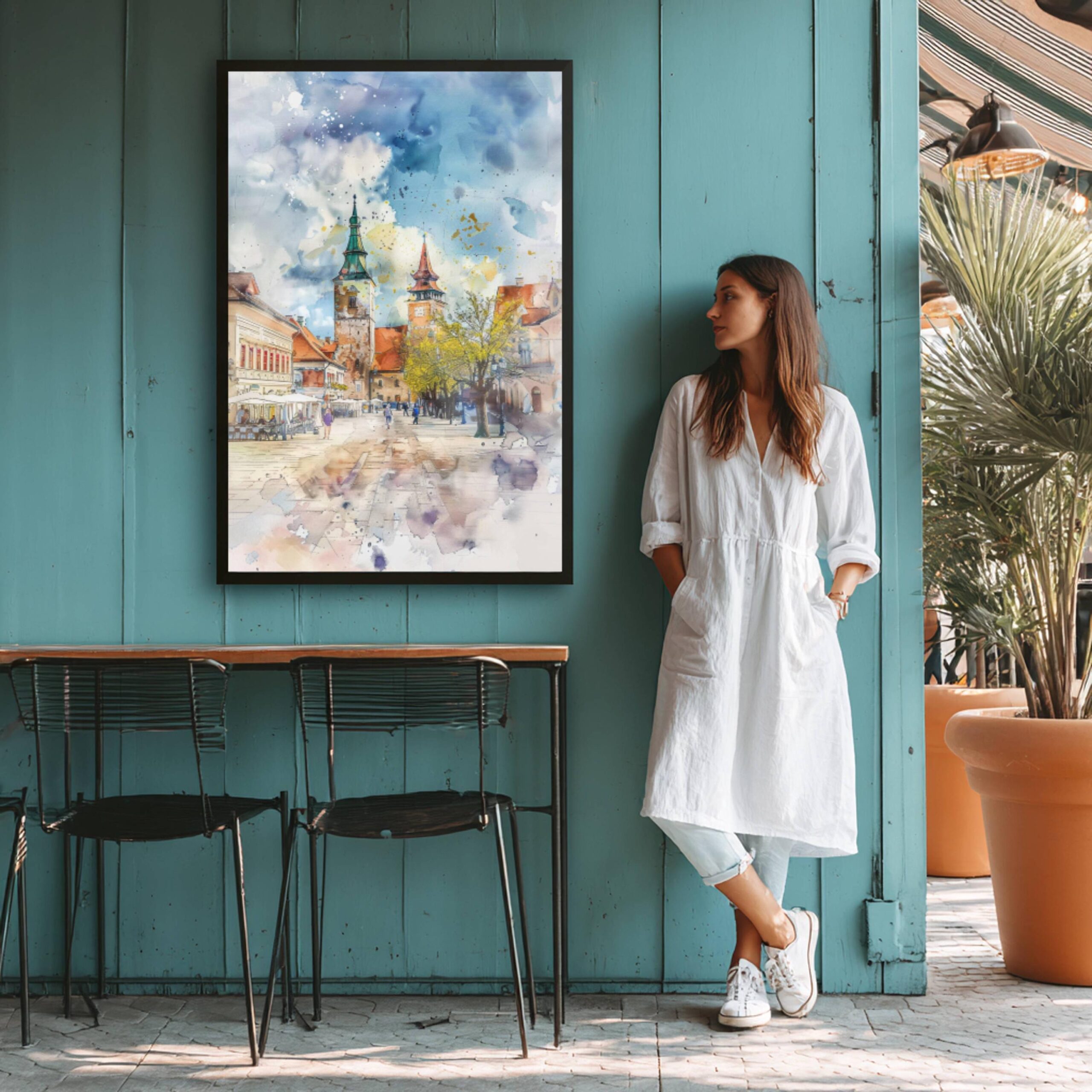 Piata Mare Sibiu Romania Watercolor Art Print: Europe Travel Art Poster - Image 8