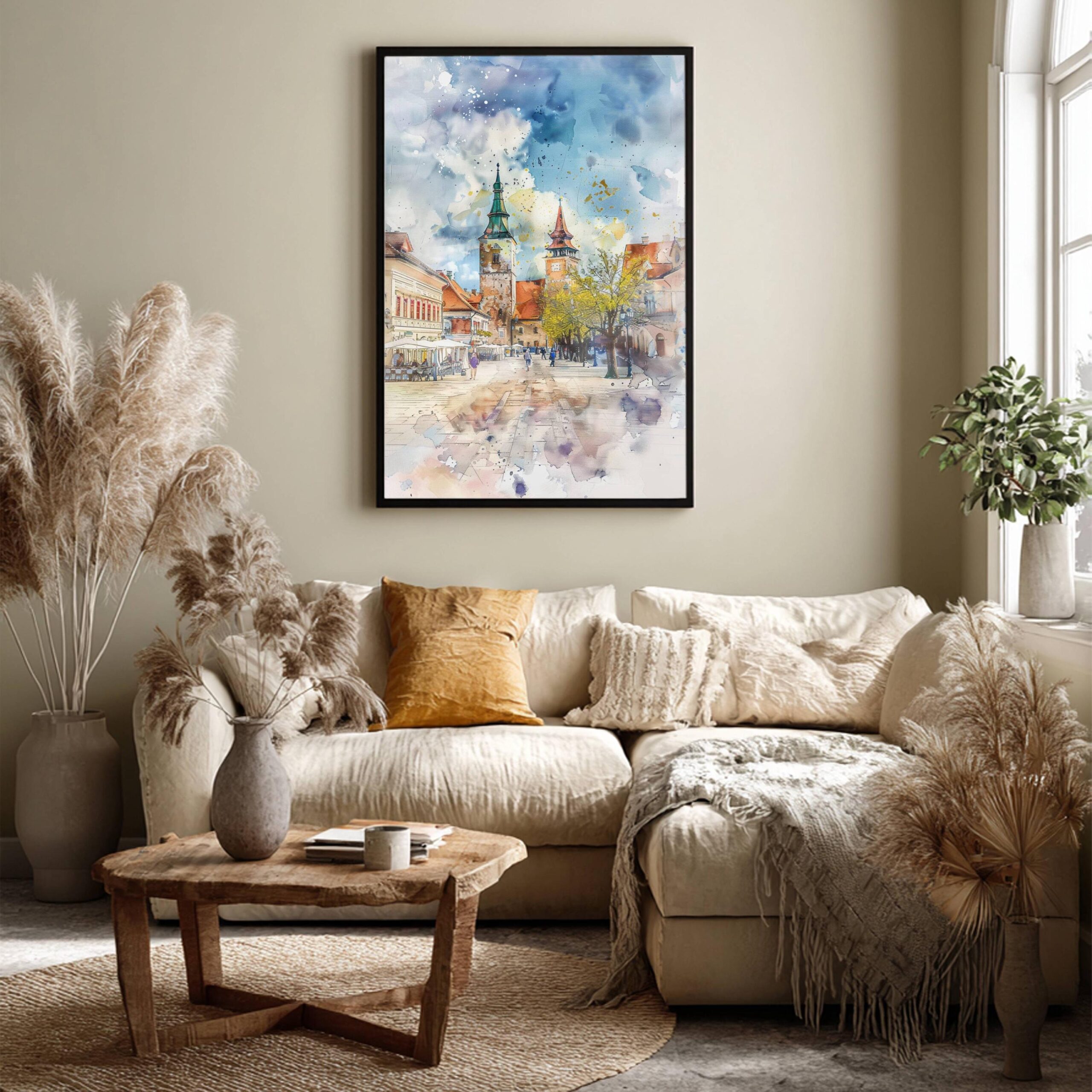Piata Mare Sibiu Romania Watercolor Art Print: Europe Travel Art Poster - Image 3