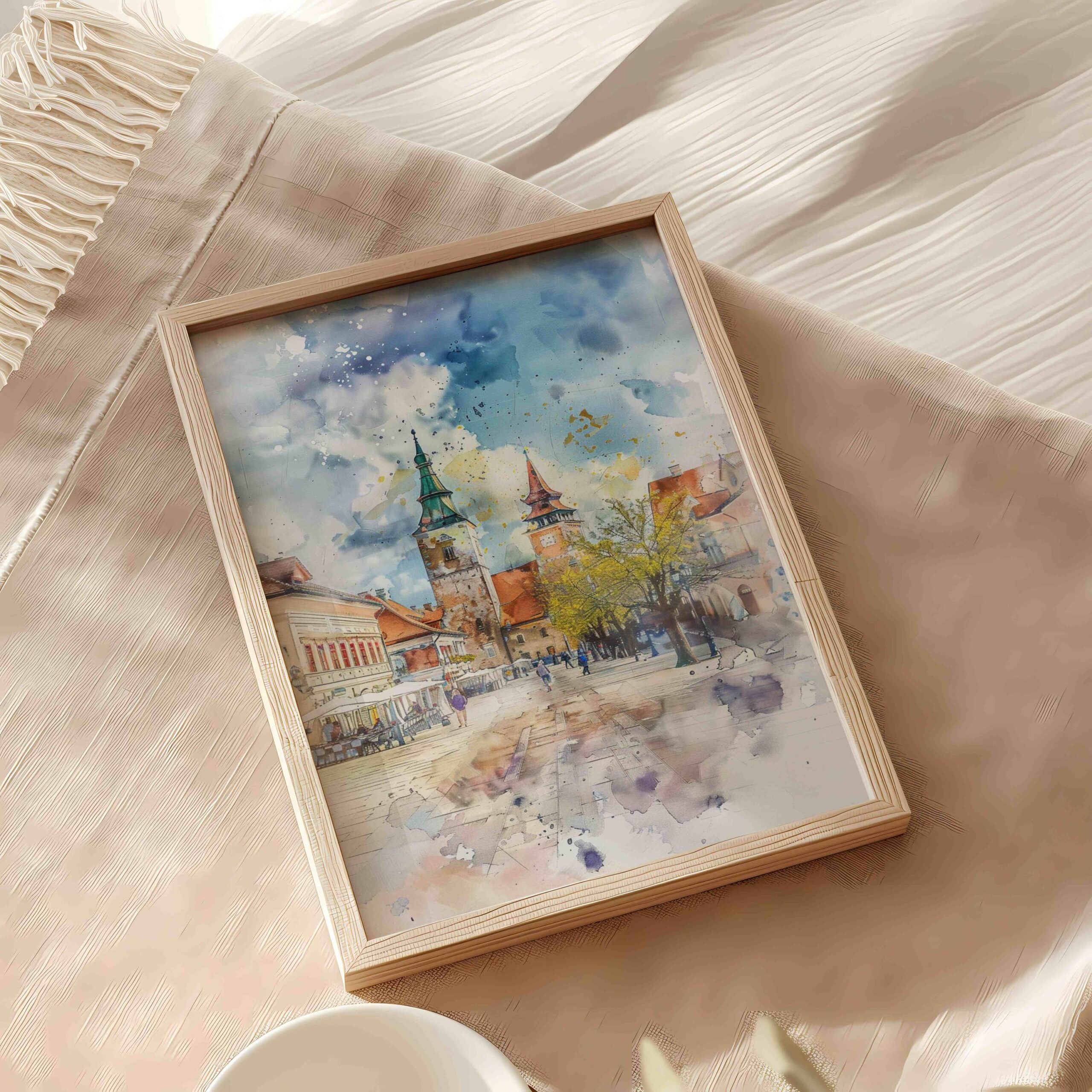 Piata Mare Sibiu Romania Watercolor Art Print: Europe Travel Art Poster - Image 5
