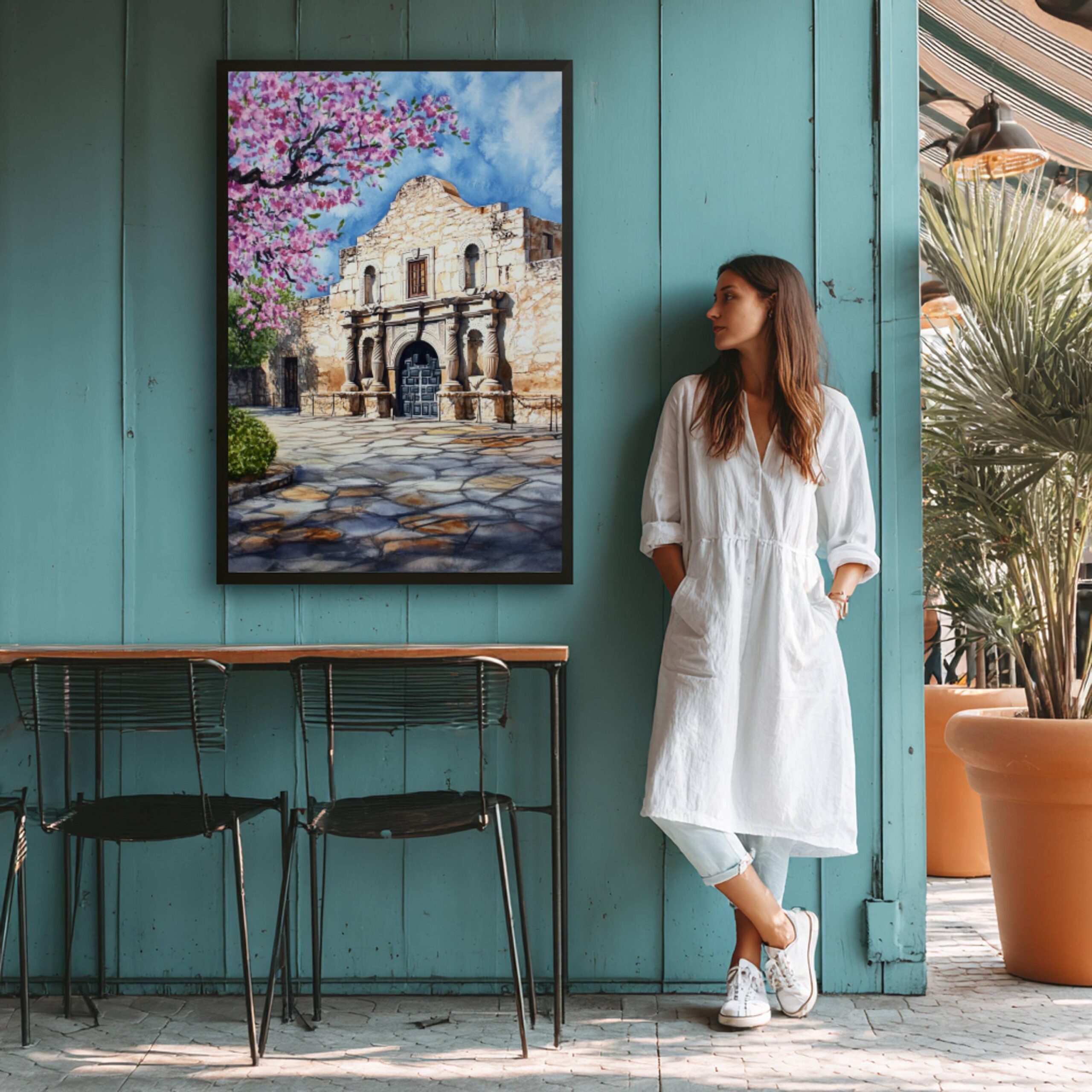 The Alamo San Antonio USA Watercolor: American Travel Art Poster - Image 6