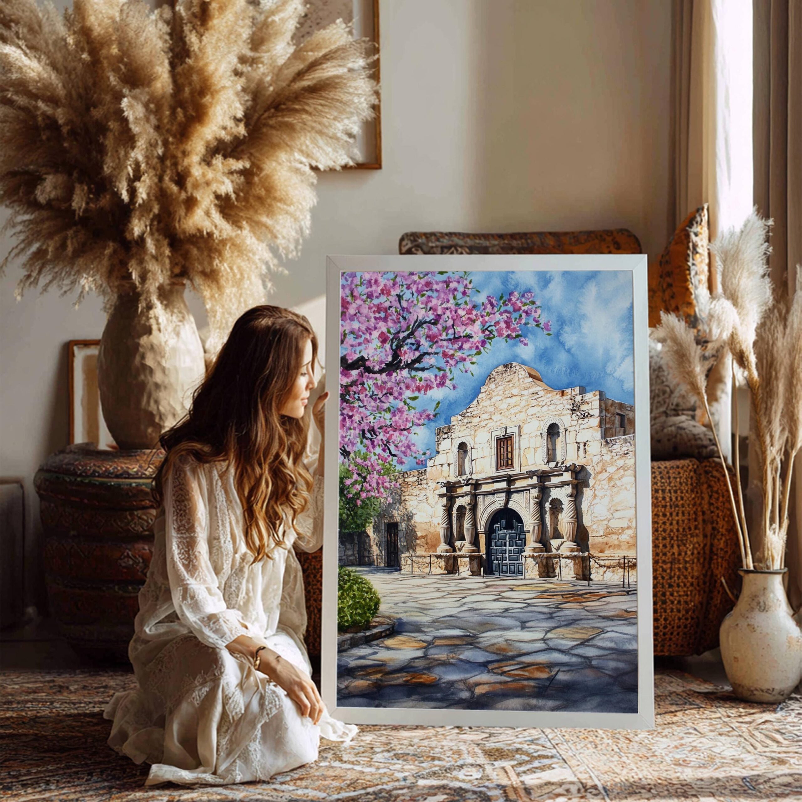 The Alamo San Antonio USA Watercolor: American Travel Art Poster - Image 7