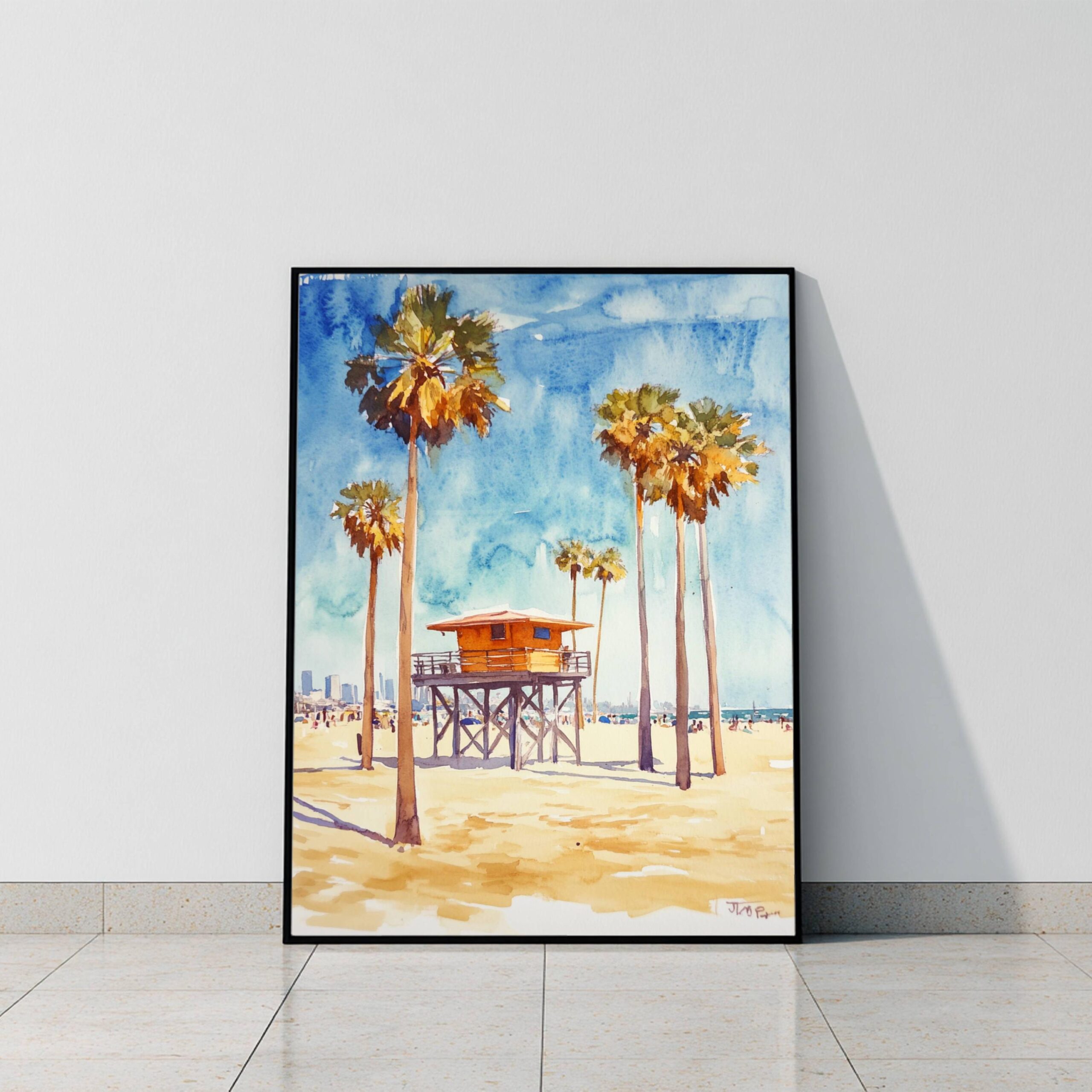Venice Beach Los Angeles California USA Watercolor: American Travel Art Poster - Image 9