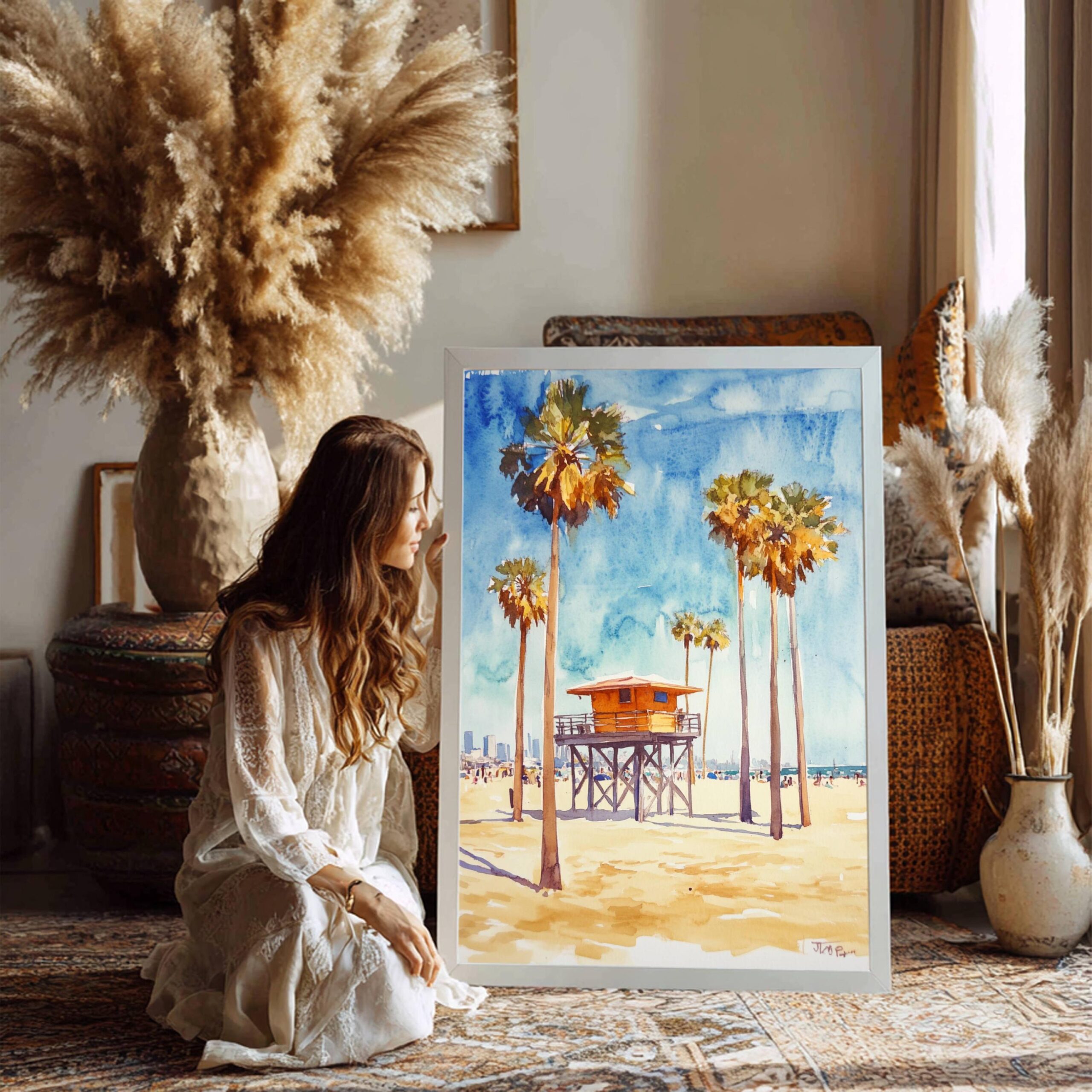 Venice Beach Los Angeles California USA Watercolor: American Travel Art Poster - Image 8