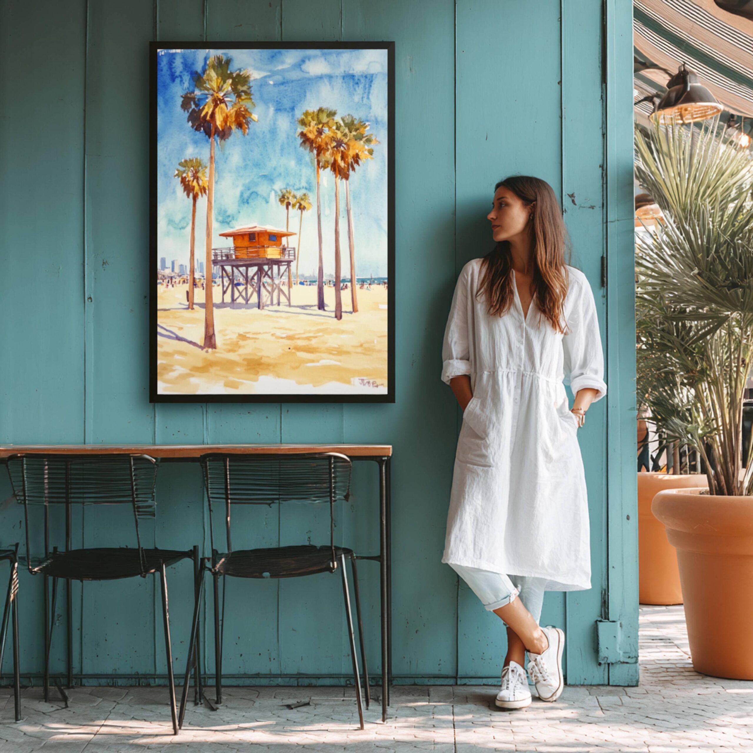 Venice Beach Los Angeles California USA Watercolor: American Travel Art Poster - Image 6