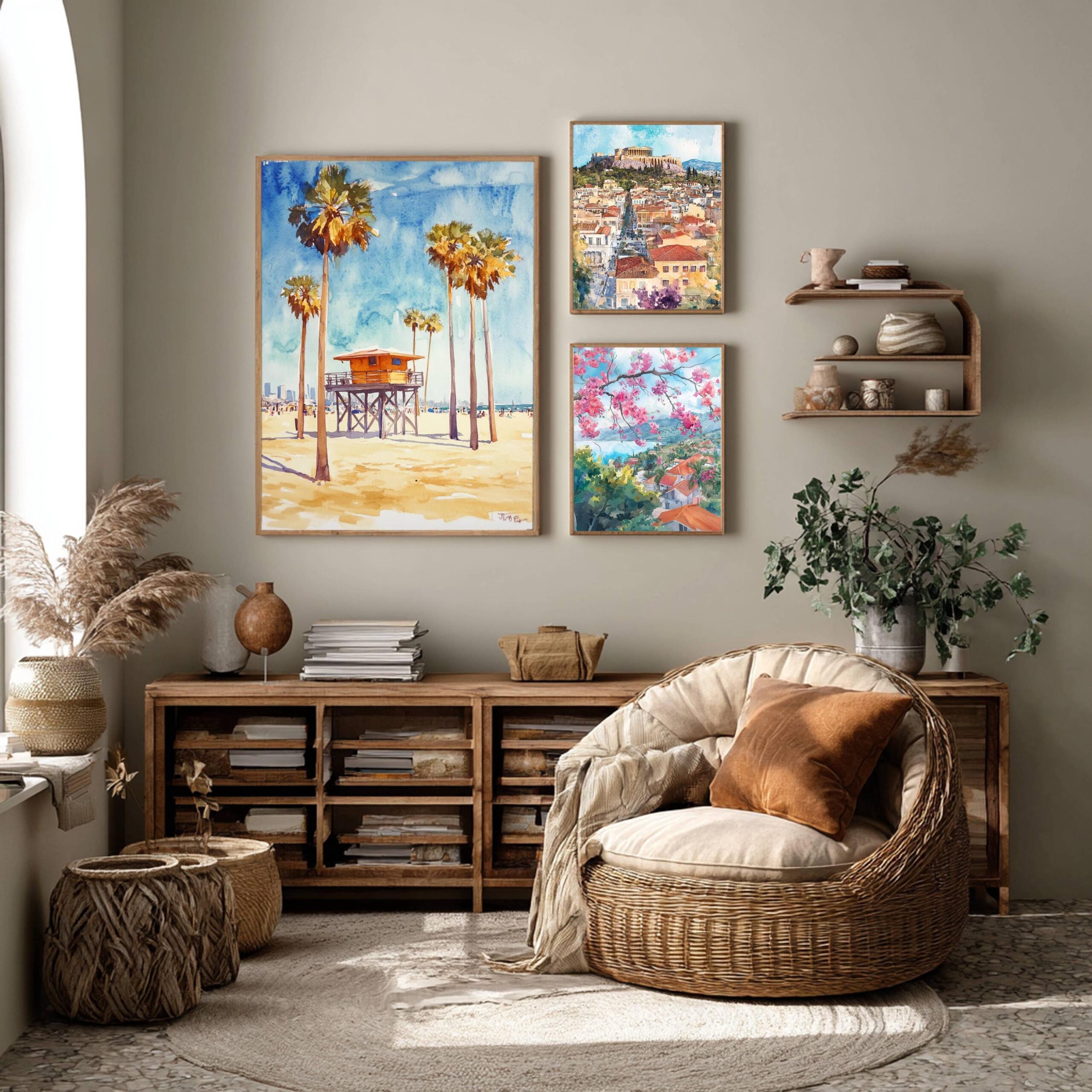 Venice Beach Los Angeles California USA Watercolor: American Travel Art Poster - Image 2