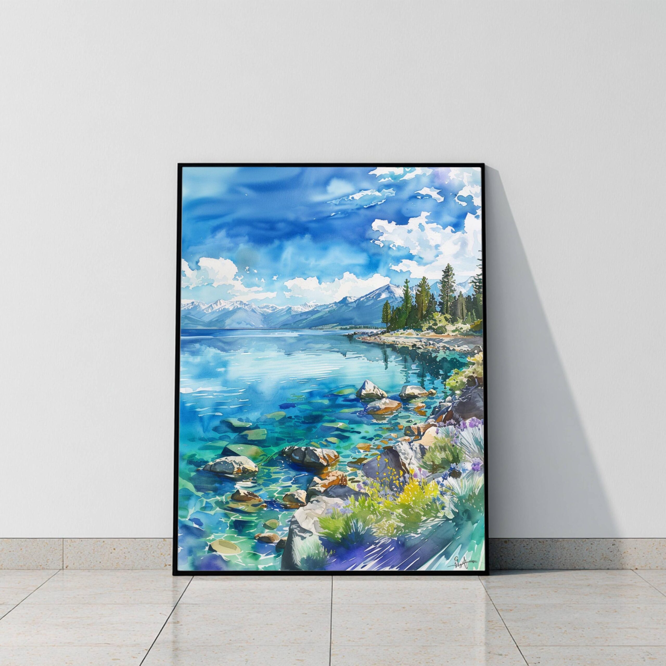 Lake Tahoe Sierra Nevada Mountains USA Watercolor Print: American Travel Art Poster - Image 9