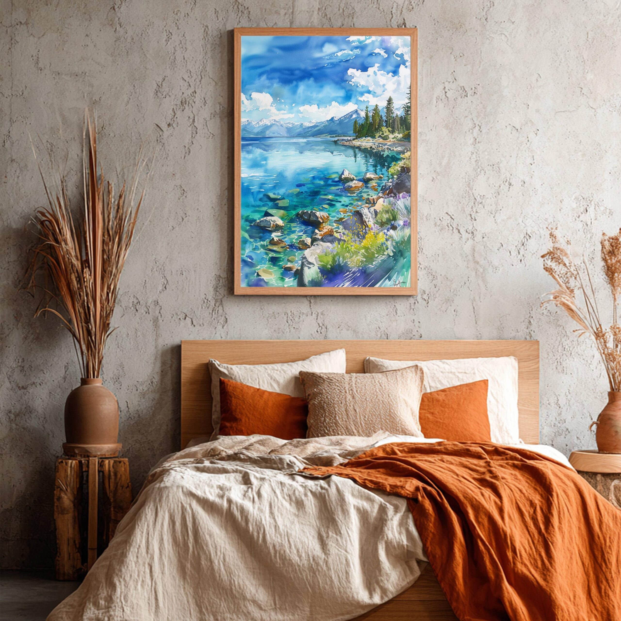 Lake Tahoe Sierra Nevada Mountains USA Watercolor Print: American Travel Art Poster - Image 4