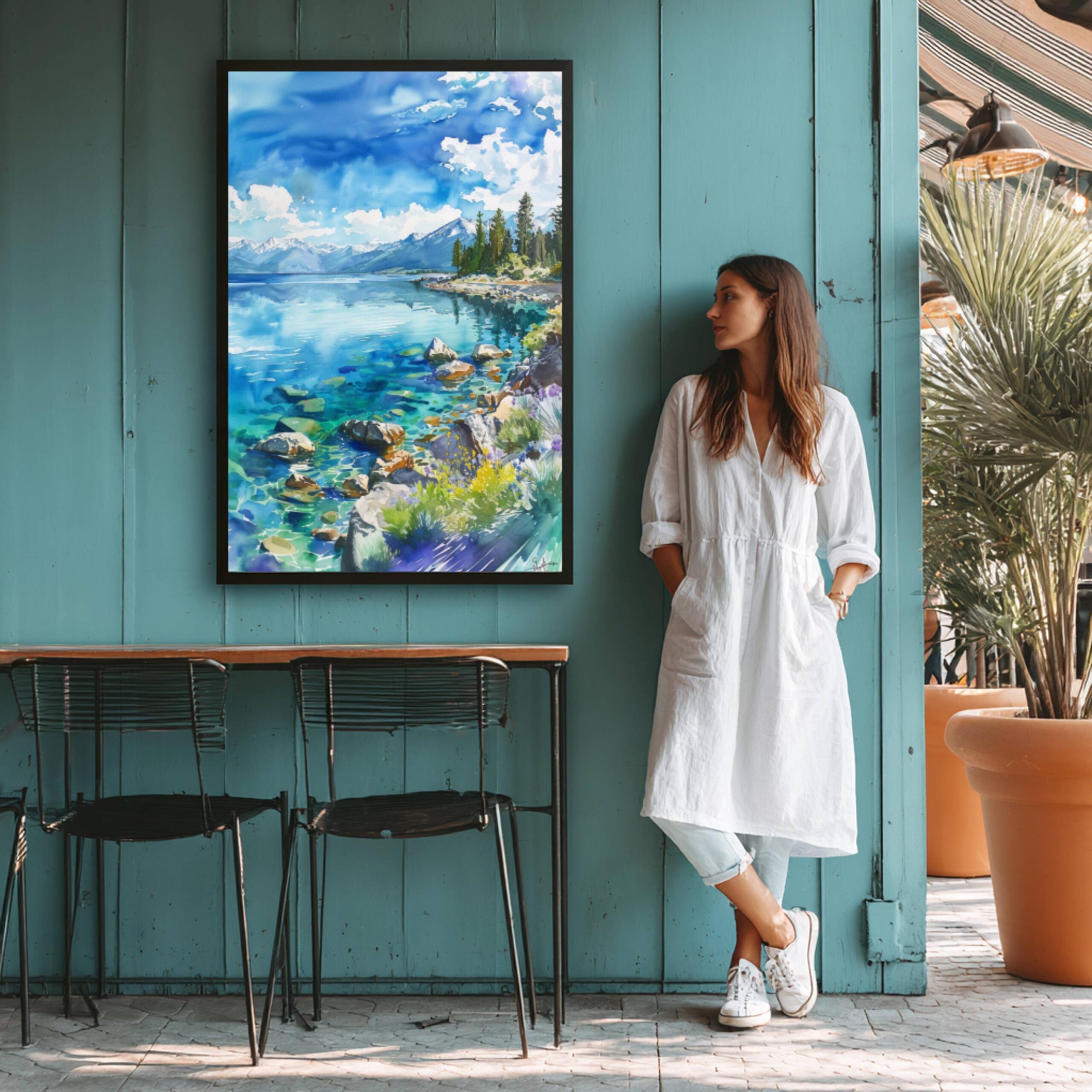 Lake Tahoe Sierra Nevada Mountains USA Watercolor Print: American Travel Art Poster - Image 6