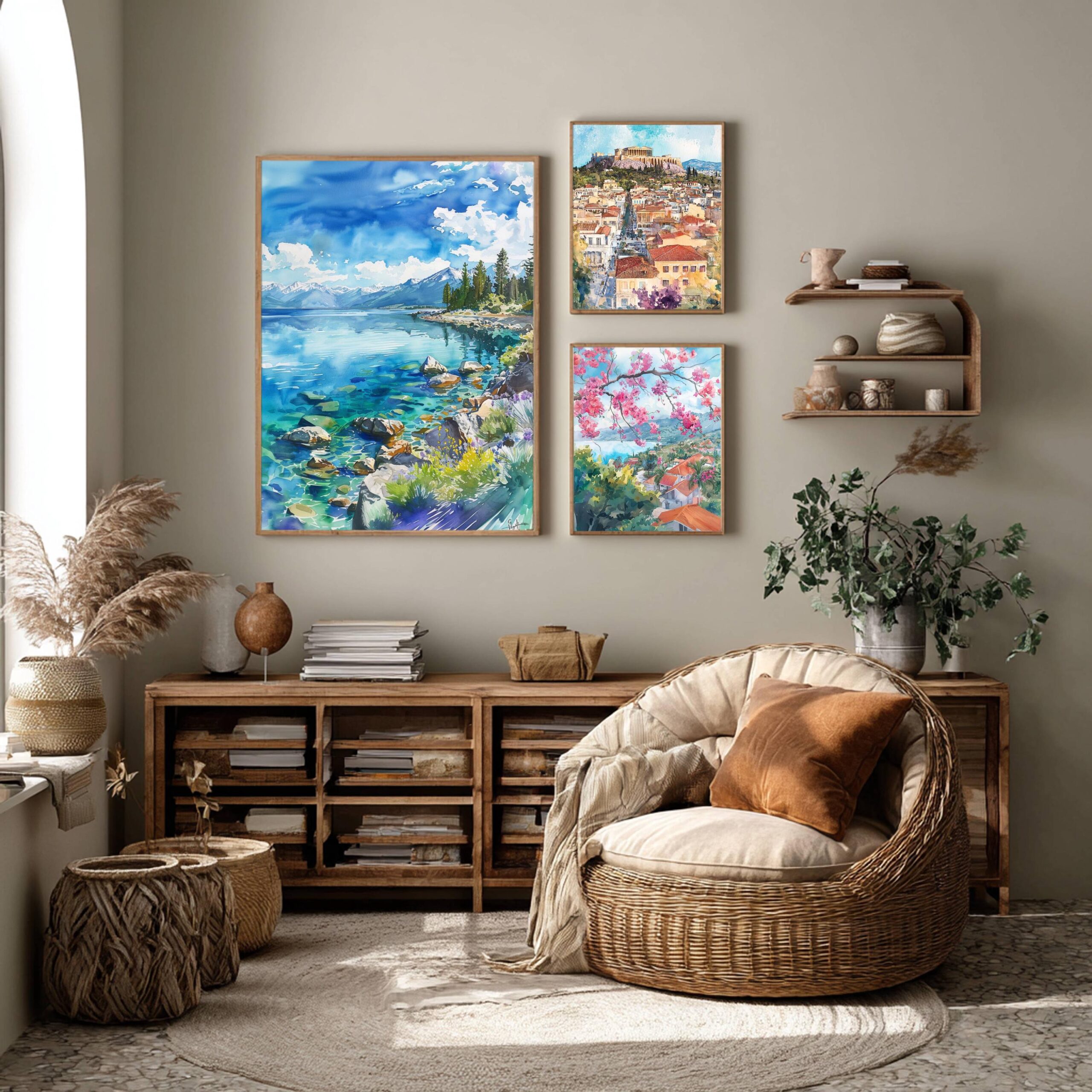 Lake Tahoe Sierra Nevada Mountains USA Watercolor Print: American Travel Art Poster - Image 2