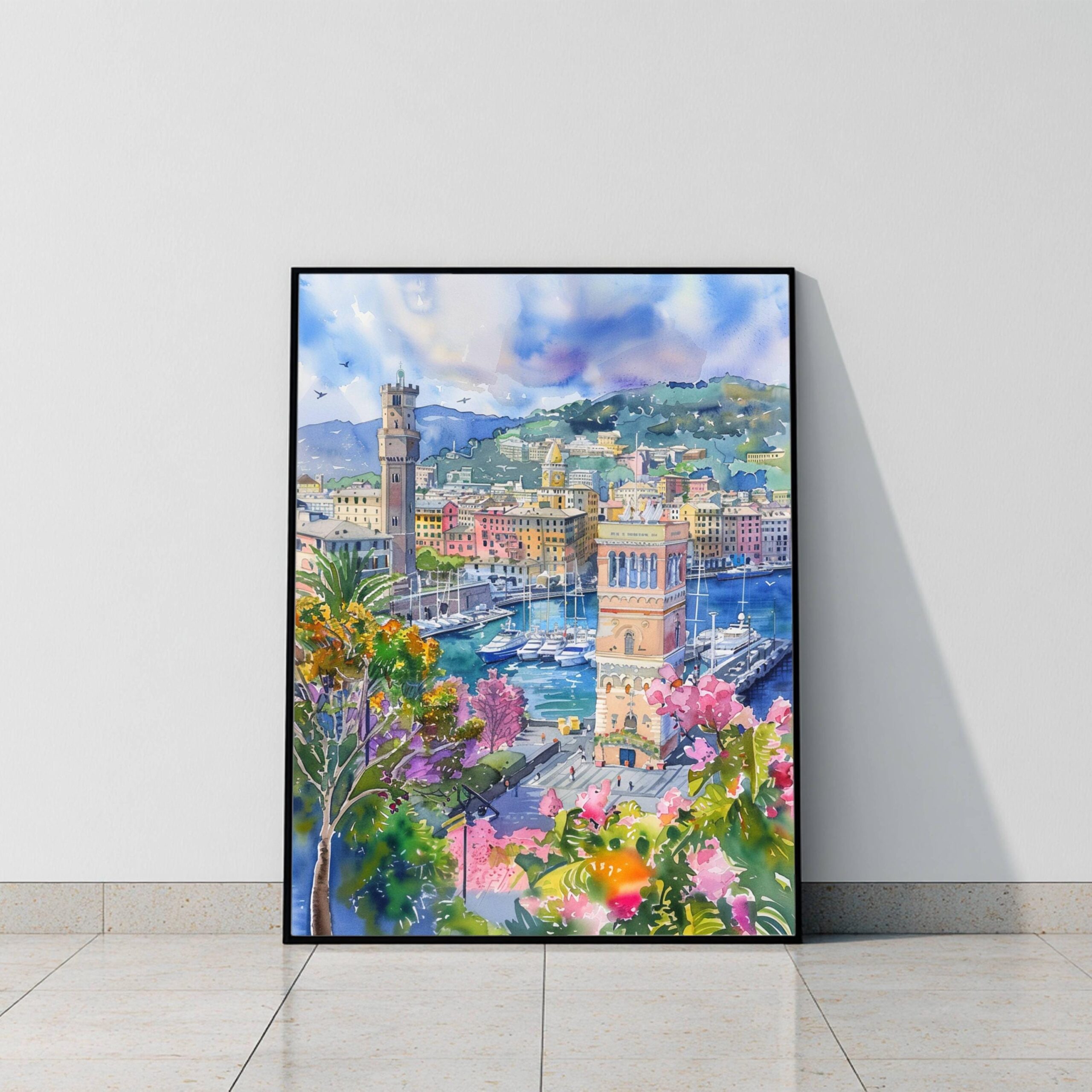 Genoa Italy Europe Watercolor Print: Travel Art Poster - Image 9