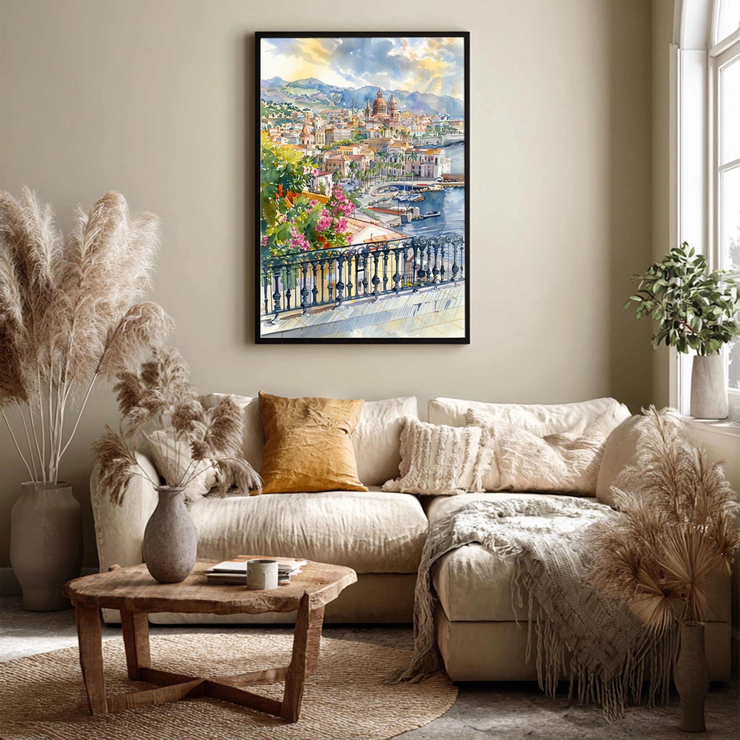 Messina Sicily Italy Europe Watercolor Print: Travel Art Poster - Image 3