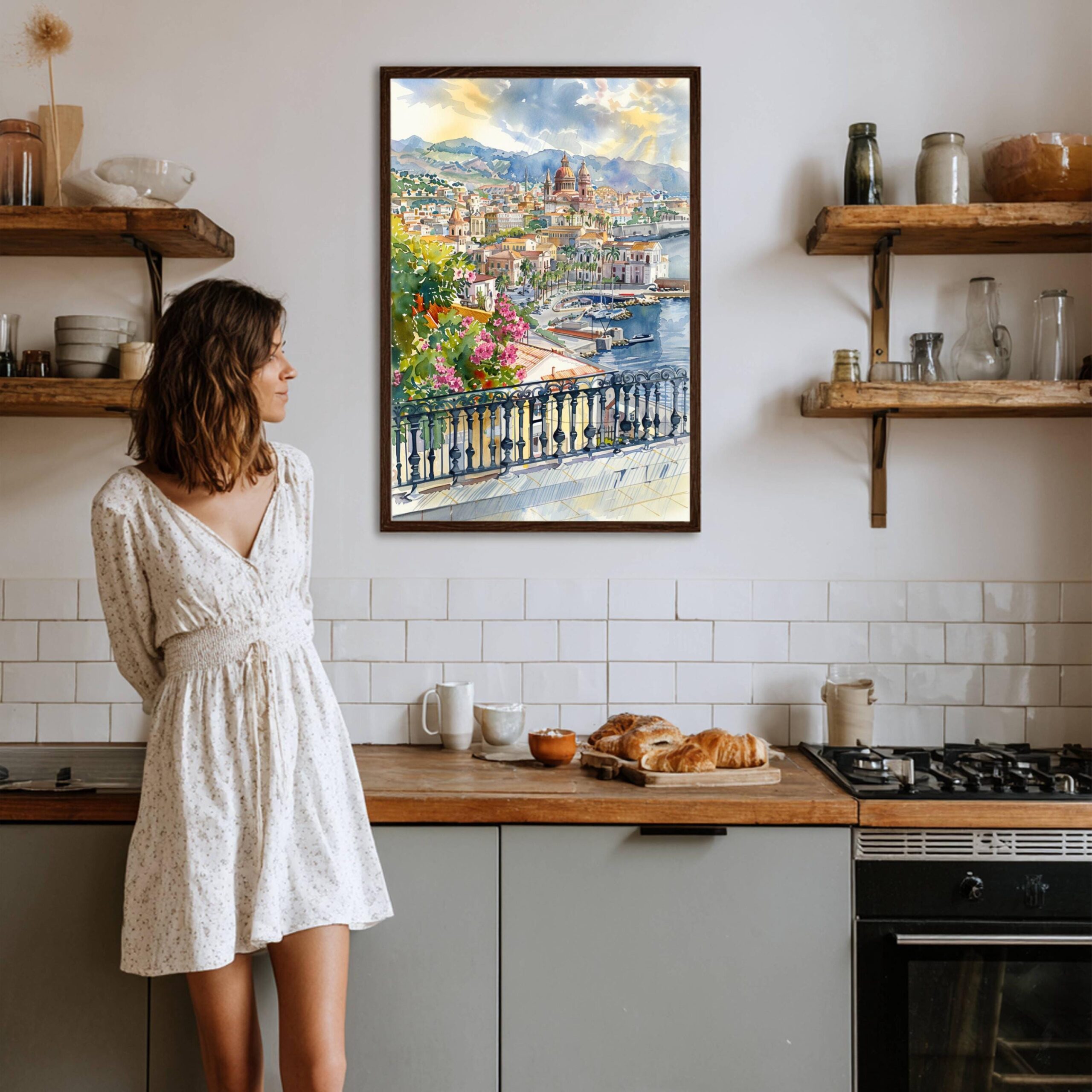 Messina Sicily Italy Europe Watercolor Print: Travel Art Poster - Image 7