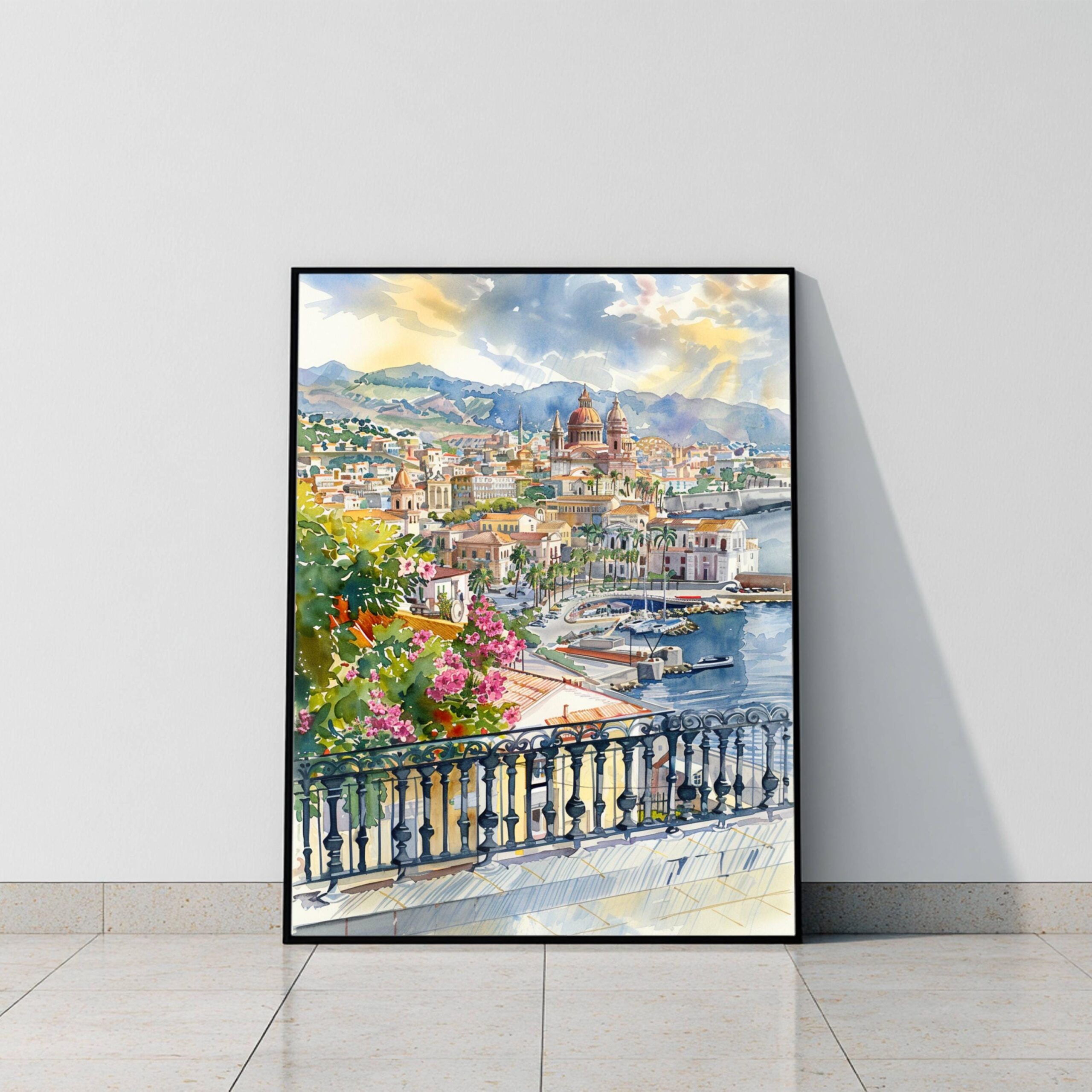 Messina Sicily Italy Europe Watercolor Print: Travel Art Poster - Image 9