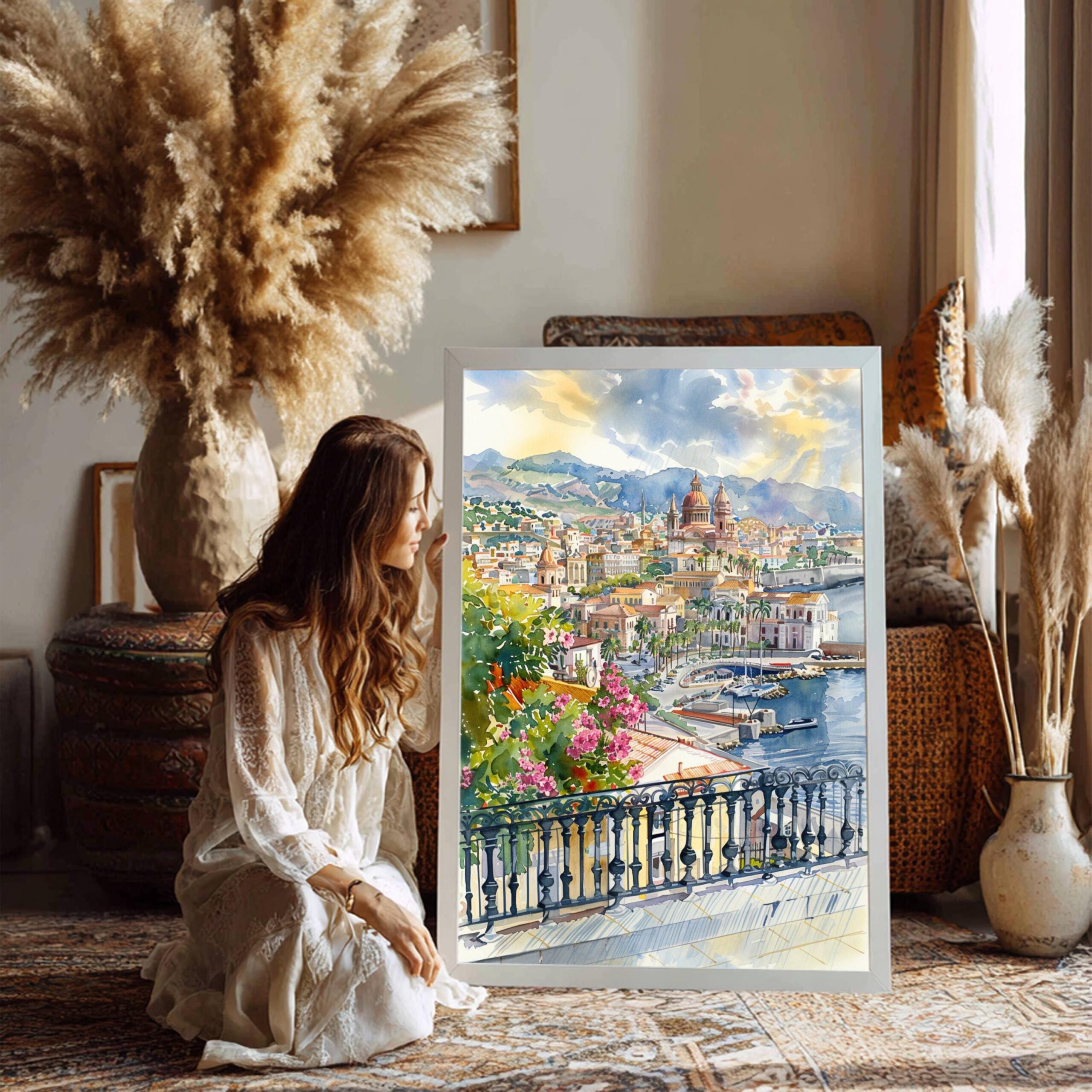 Messina Sicily Italy Europe Watercolor Print: Travel Art Poster - Image 6