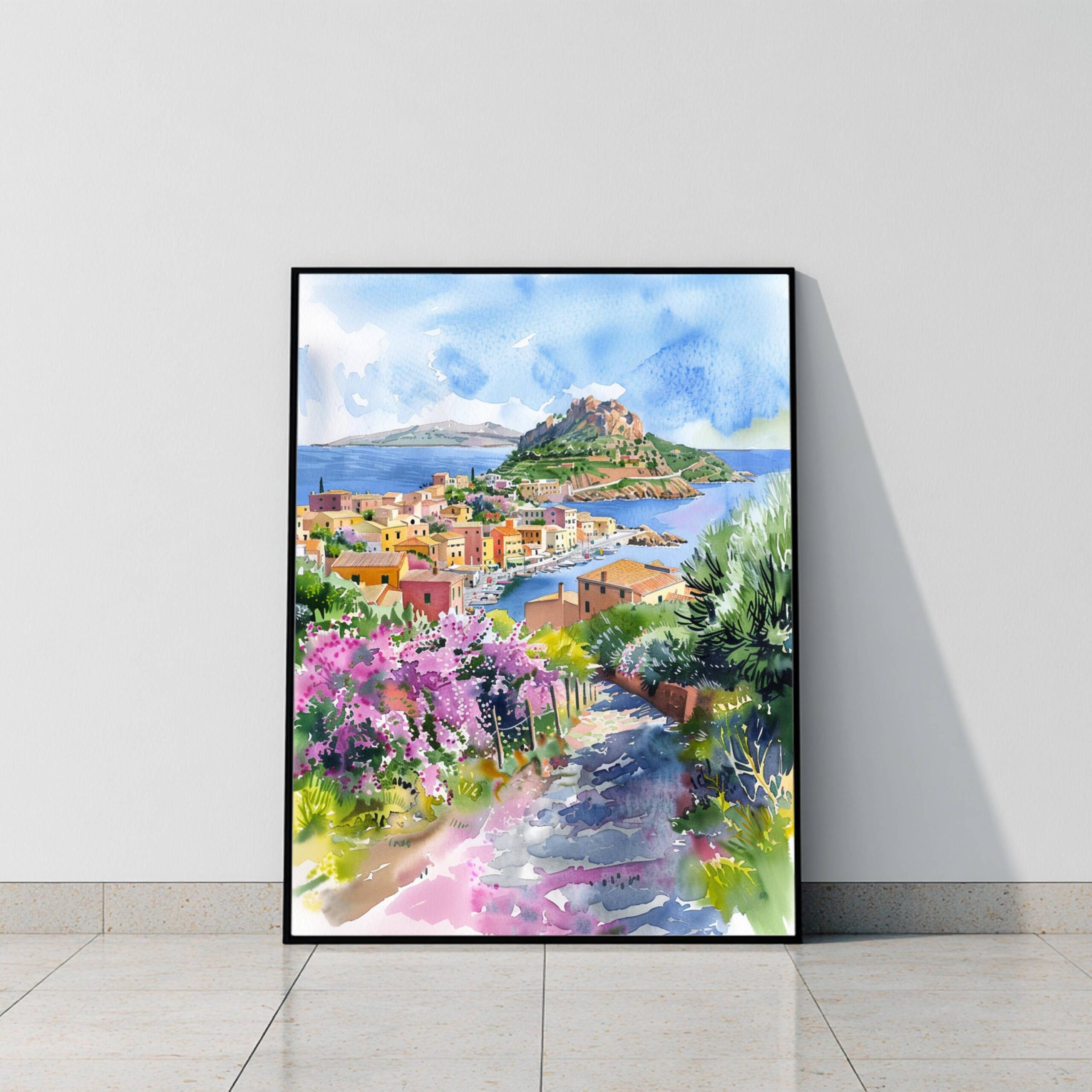 Sardinia Italy Europe Watercolor Print: Travel Art Poster - Image 9