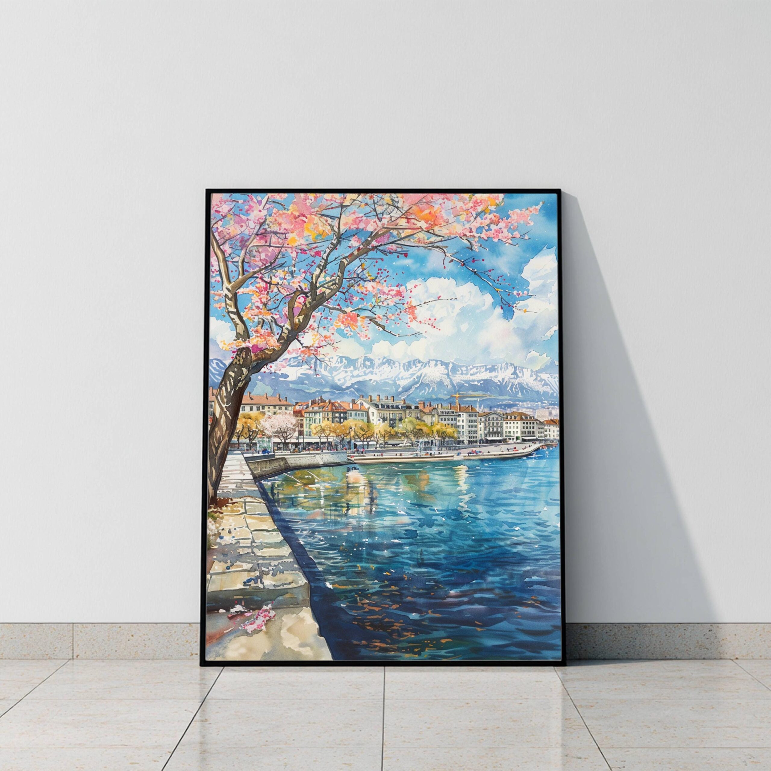 Geneva Switzerland Europe Watercolor Print: Vacation Travel Art Poster - Image 9