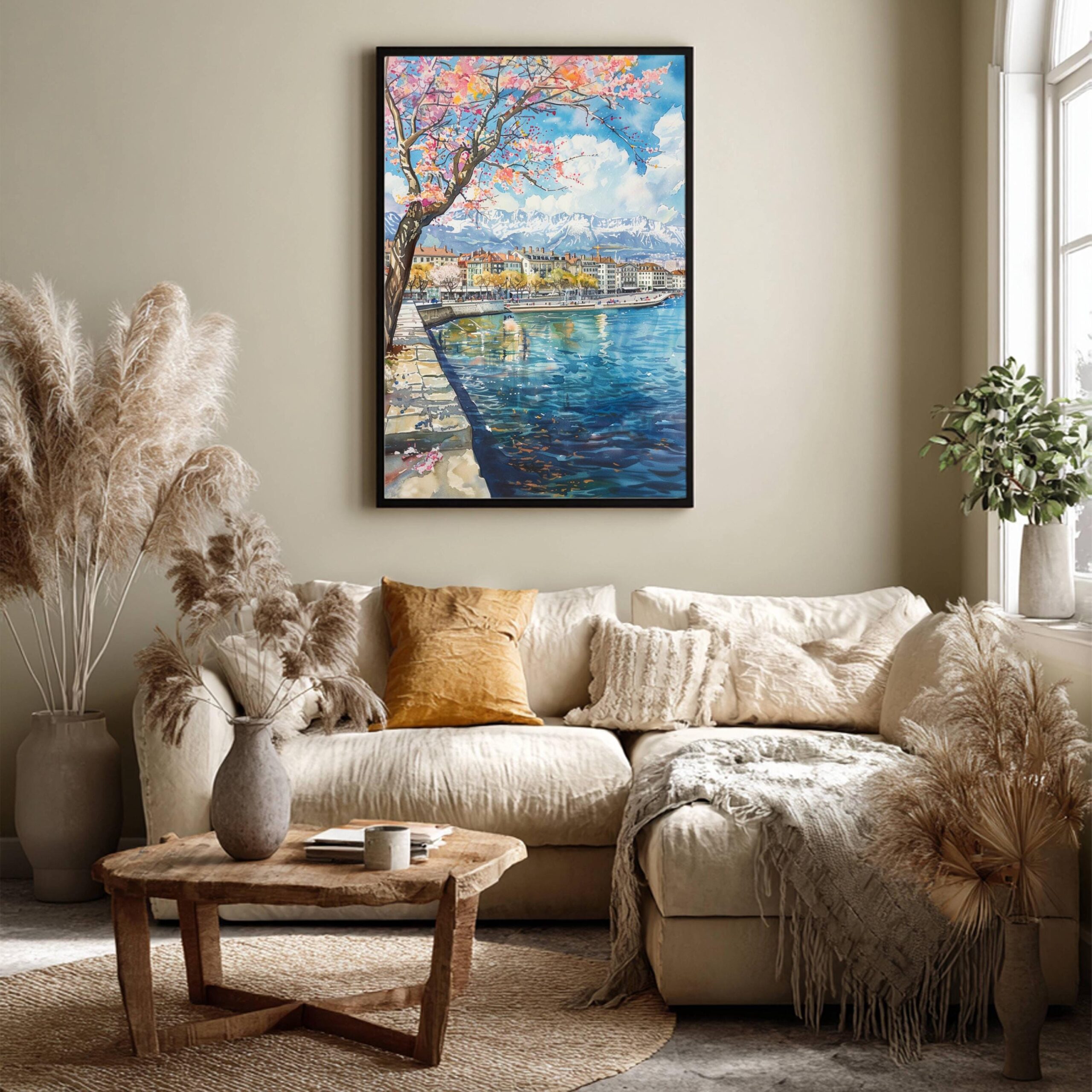 Geneva Switzerland Europe Watercolor Print: Vacation Travel Art Poster - Image 3