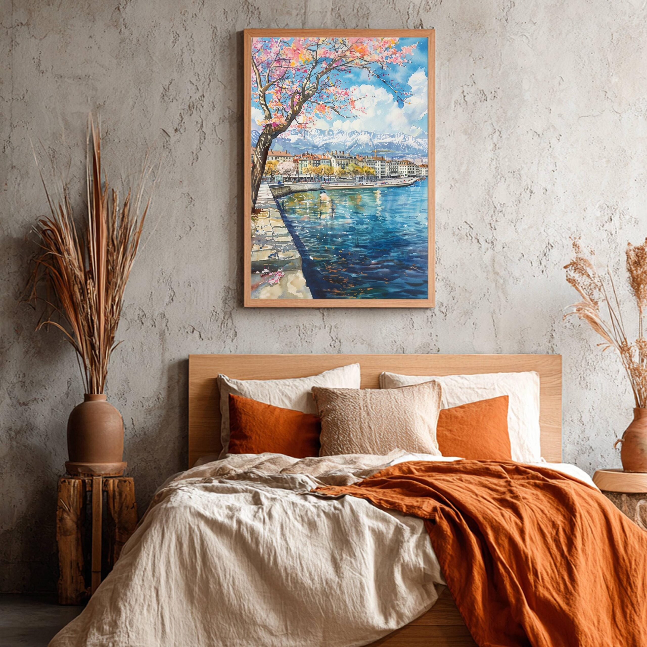 Geneva Switzerland Europe Watercolor Print: Vacation Travel Art Poster - Image 4