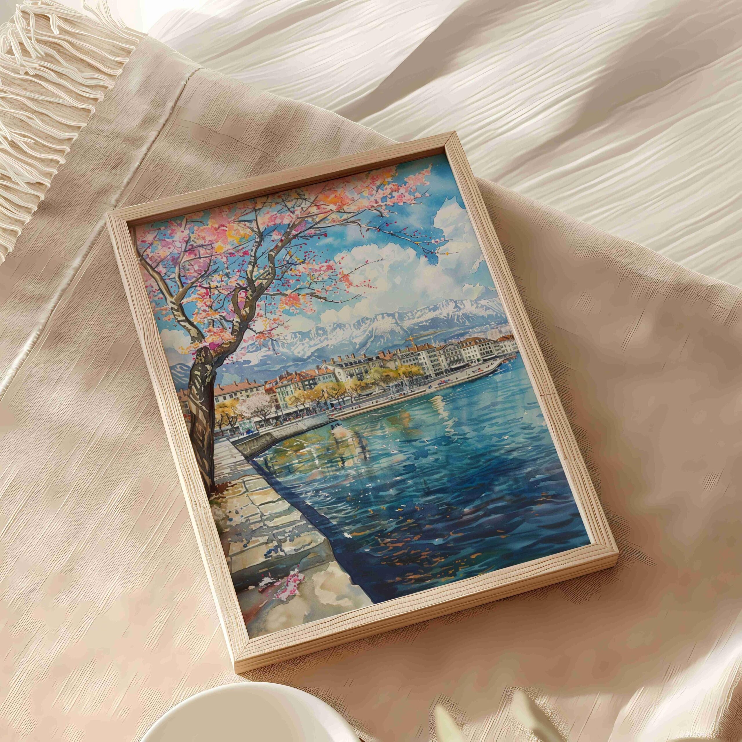 Geneva Switzerland Europe Watercolor Print: Vacation Travel Art Poster - Image 5