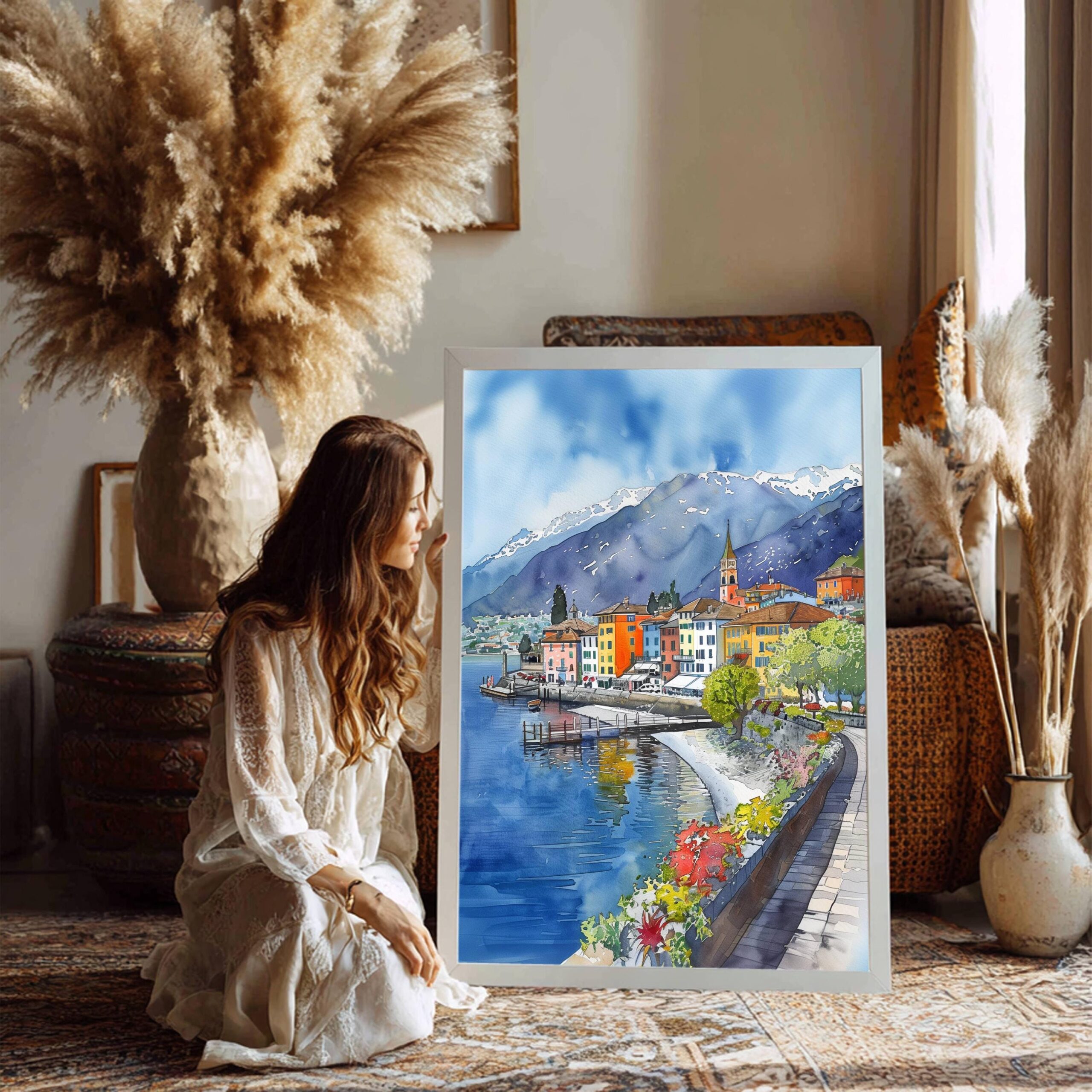 Ascona Switzerland Europe Watercolor Print: Vacation Travel Art Poster - Image 6