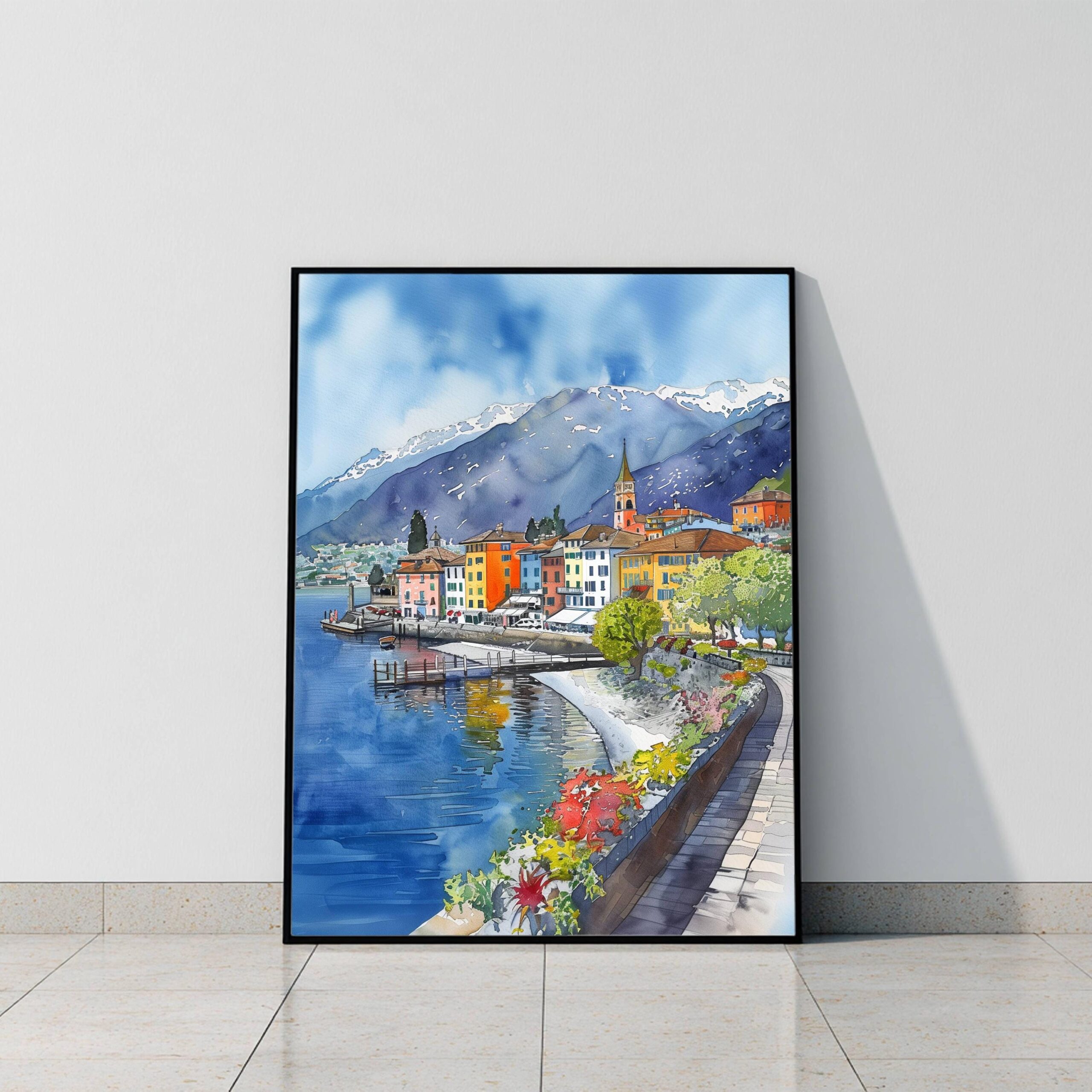 Ascona Switzerland Europe Watercolor Print: Vacation Travel Art Poster - Image 9