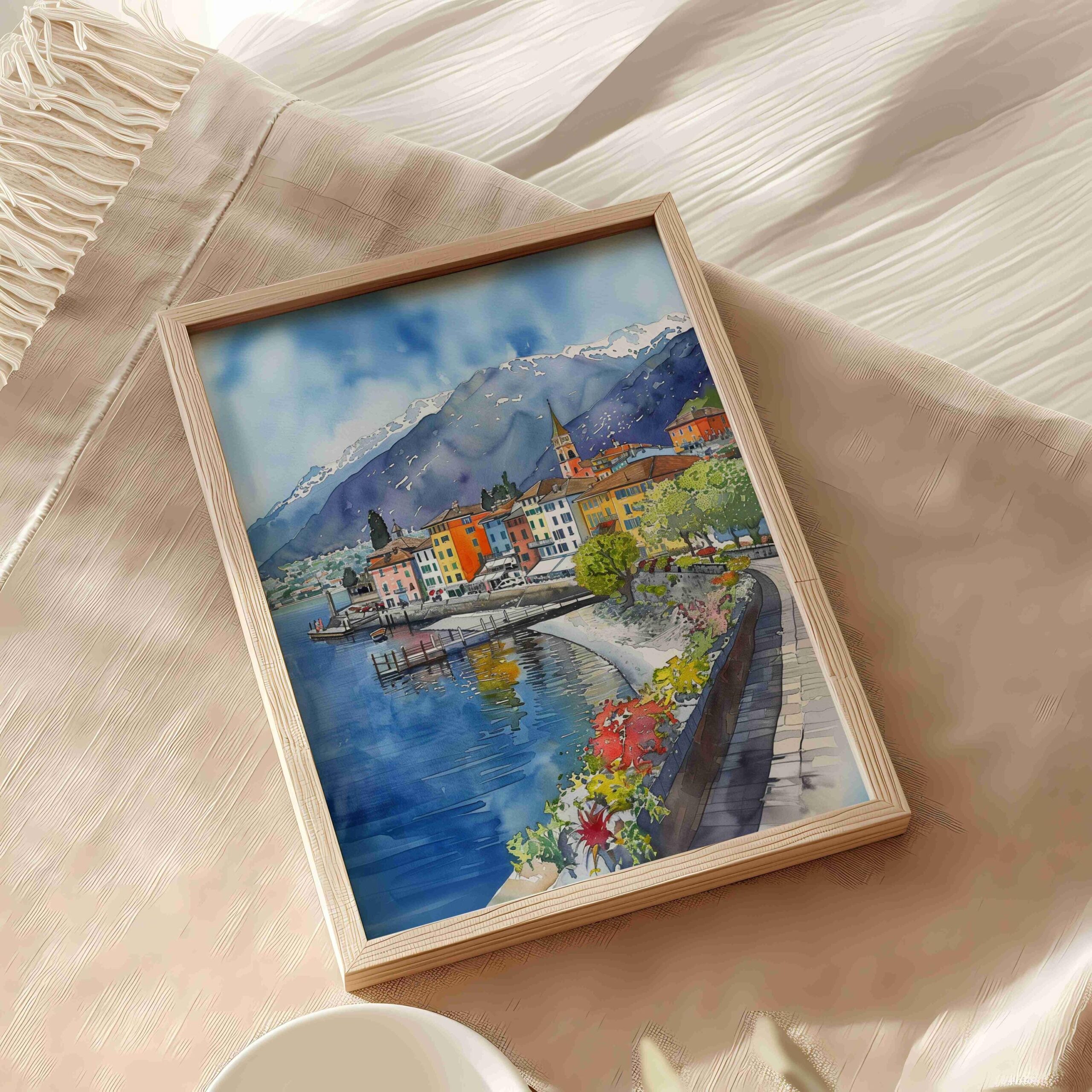Ascona Switzerland Europe Watercolor Print: Vacation Travel Art Poster - Image 5