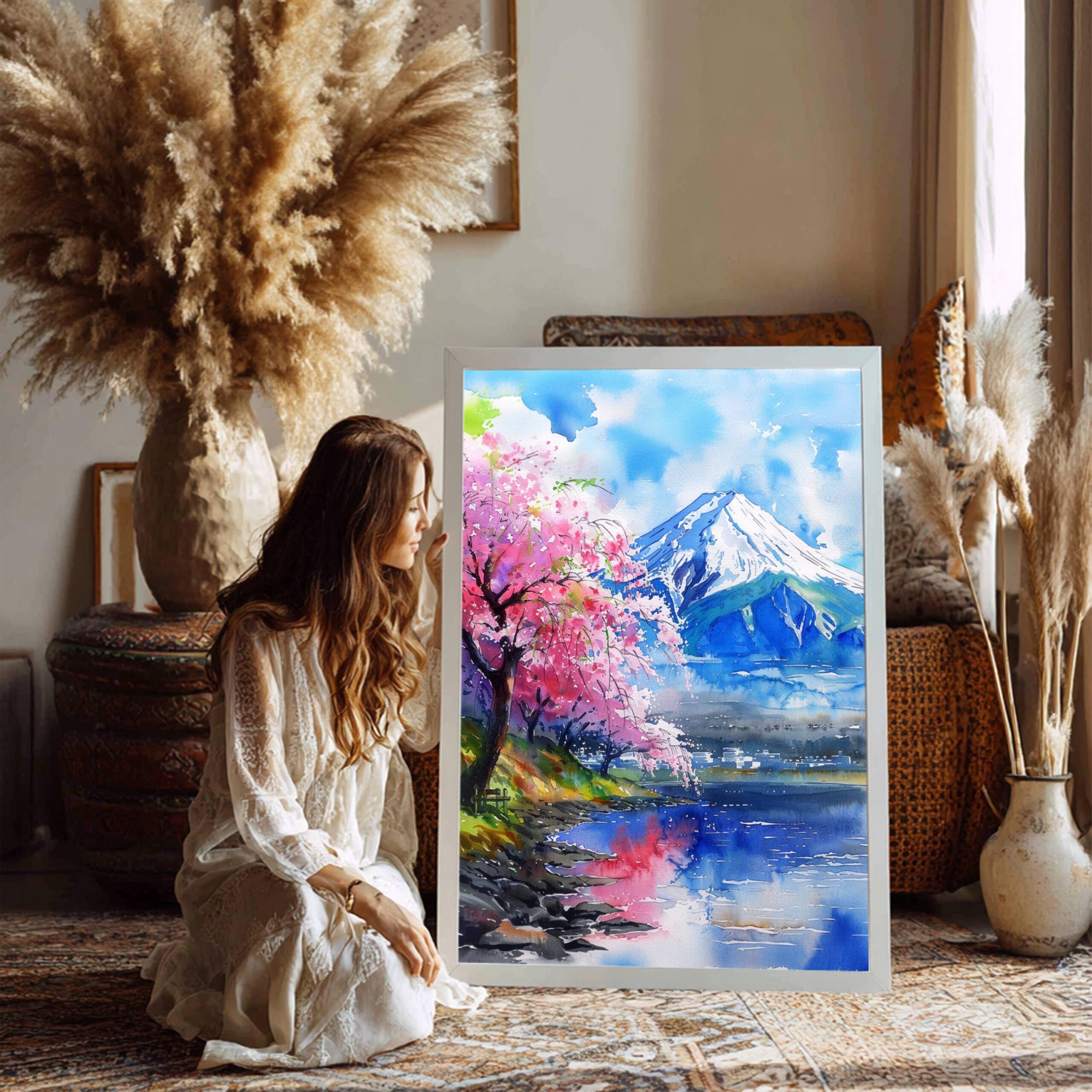 Mount Fuji Honshu Island Japan Asia Watercolor Print: Travel Art Poster - Image 8