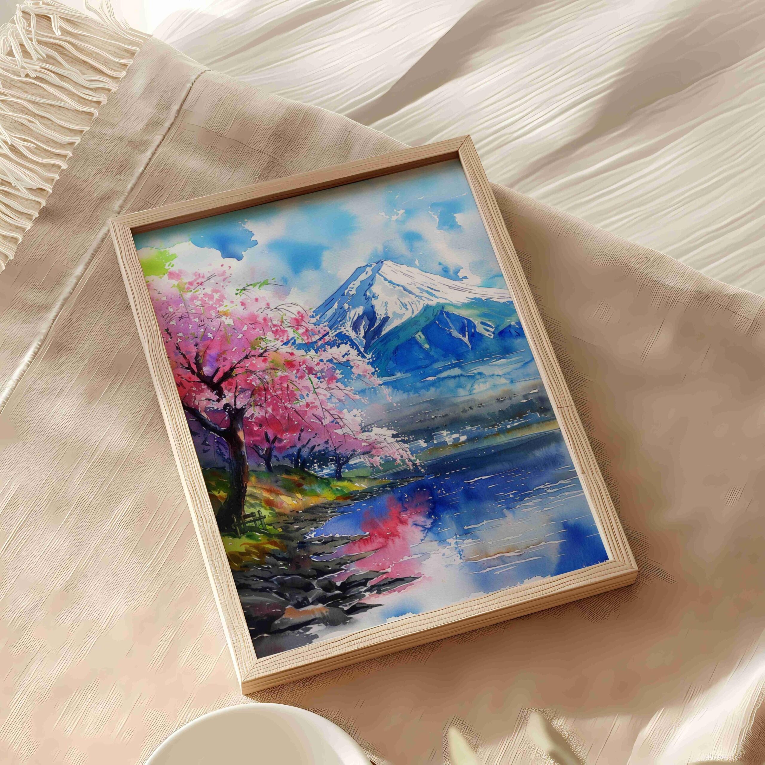 Mount Fuji Honshu Island Japan Asia Watercolor Print: Travel Art Poster - Image 5