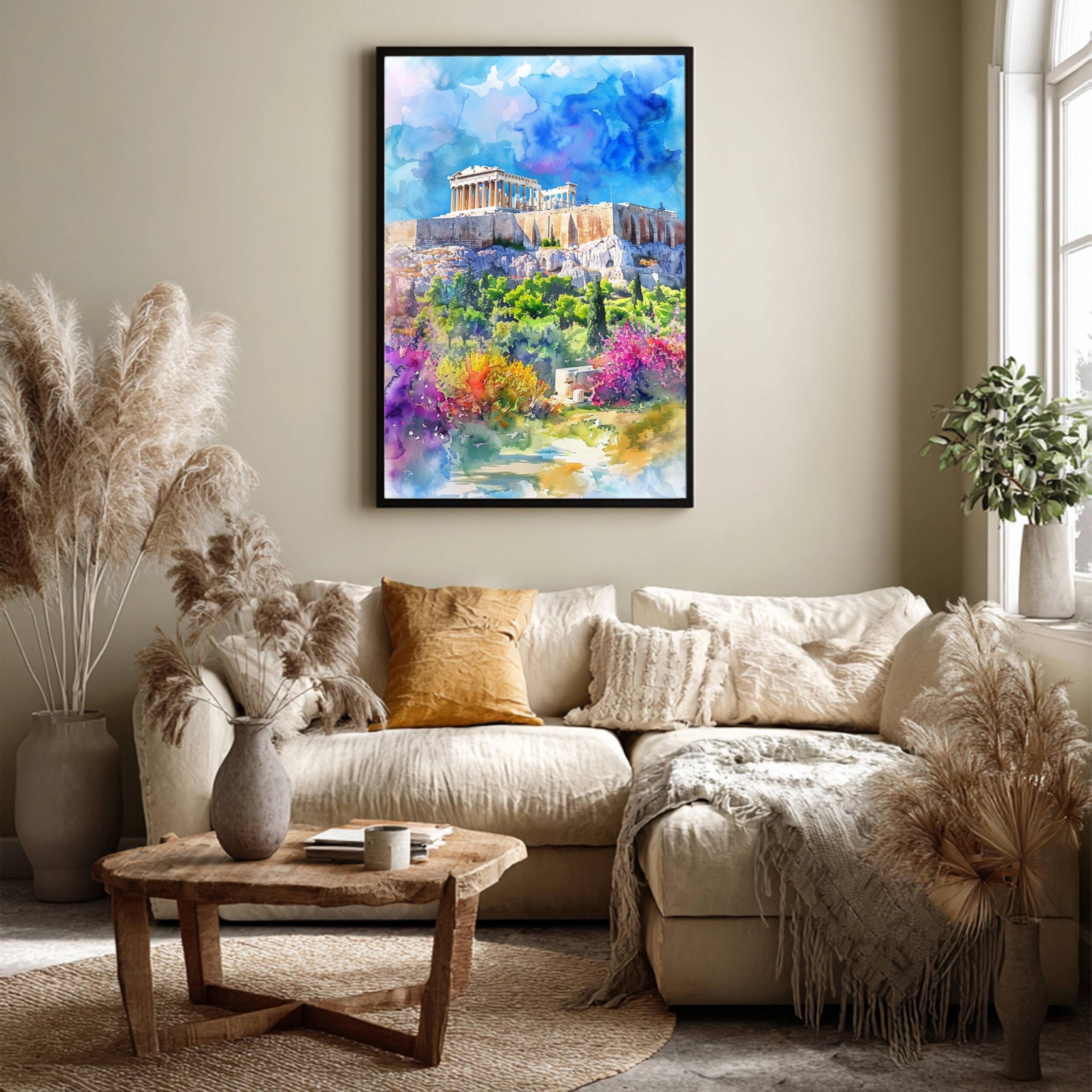 Acropolis Athens Greece Europe Watercolor Print: Greek Travel Art Poster - Image 3