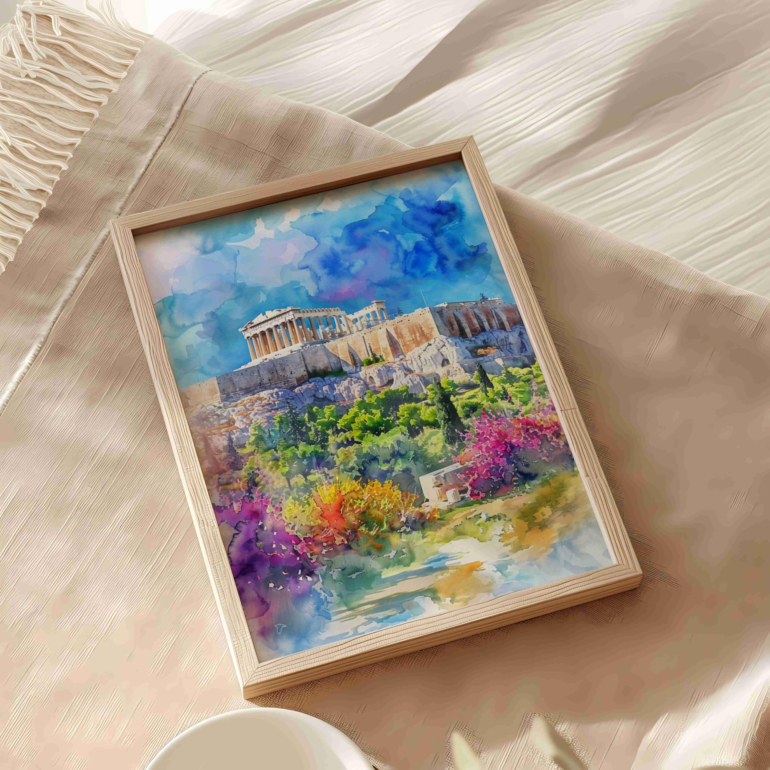 Acropolis Athens Greece Europe Watercolor Print: Greek Travel Art Poster - Image 5