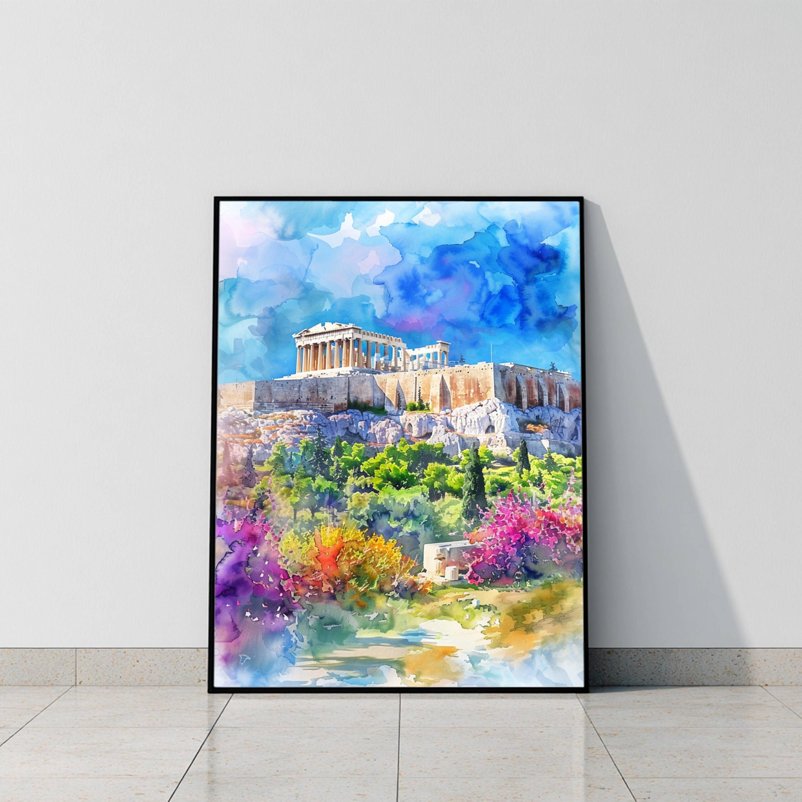 Acropolis Athens Greece Europe Watercolor Print: Greek Travel Art Poster - Image 9