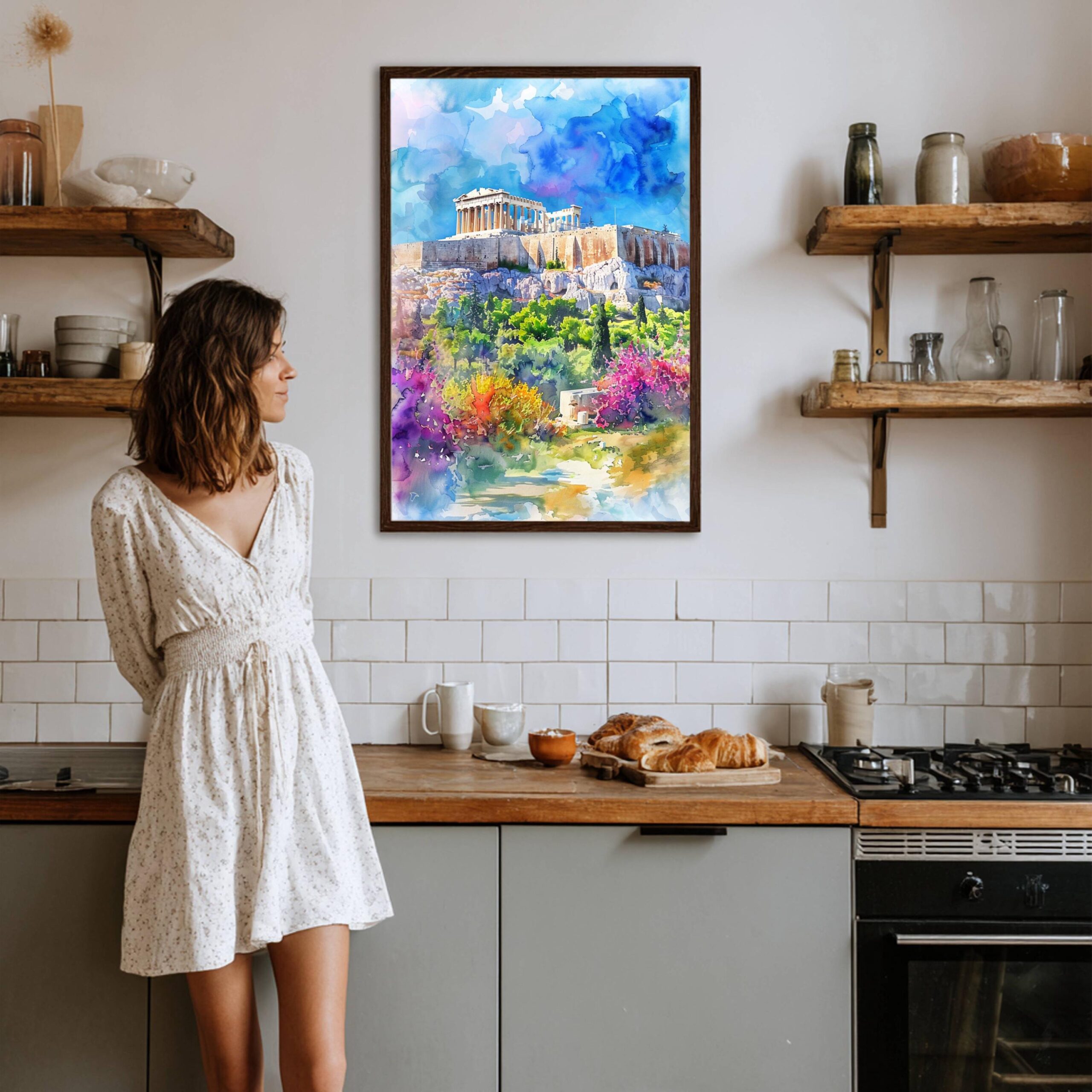 Acropolis Athens Greece Europe Watercolor Print: Greek Travel Art Poster - Image 7