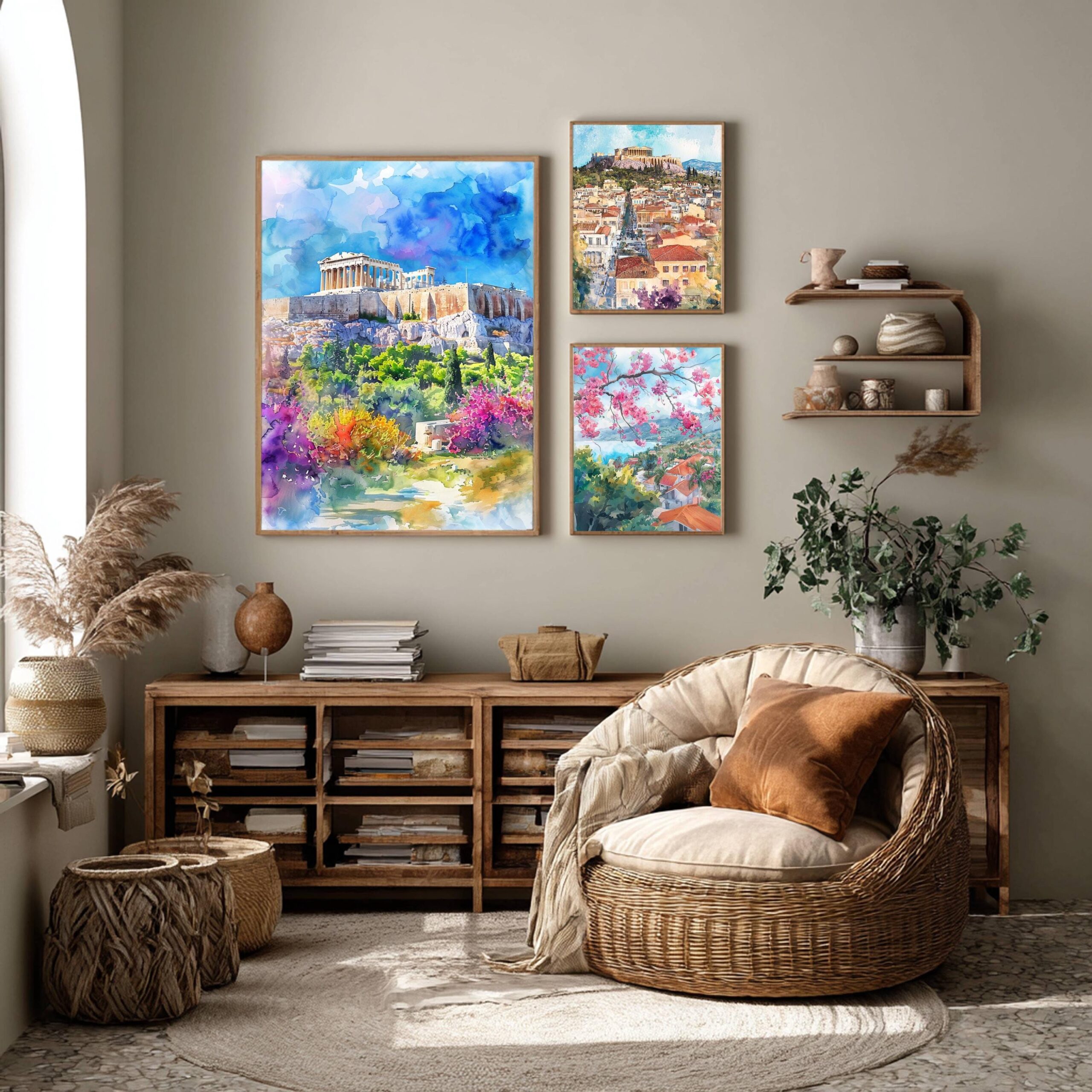 Acropolis Athens Greece Europe Watercolor Print: Greek Travel Art Poster - Image 2