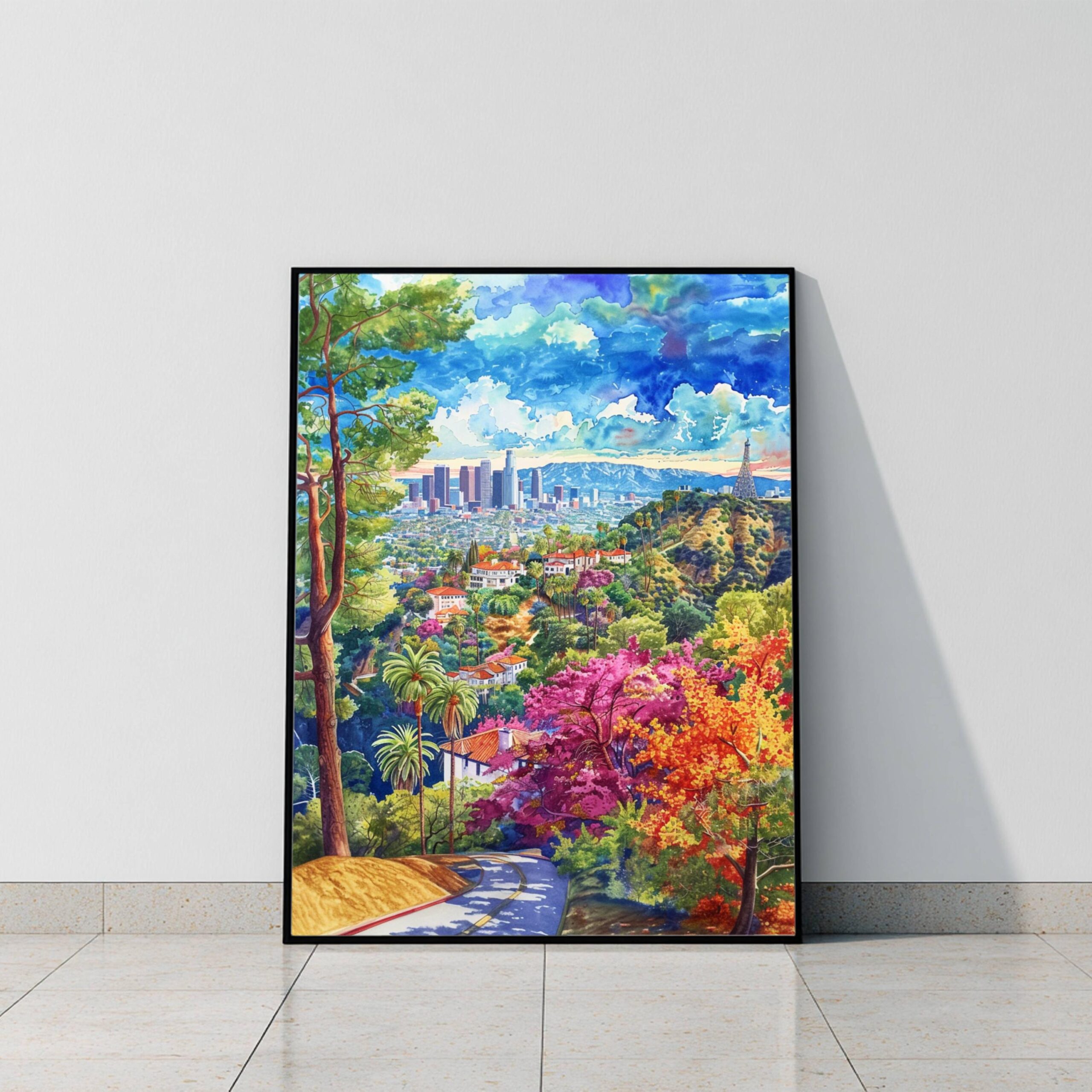 Los Angeles California USA Watercolor Print: American Travel Art Poster - Image 9