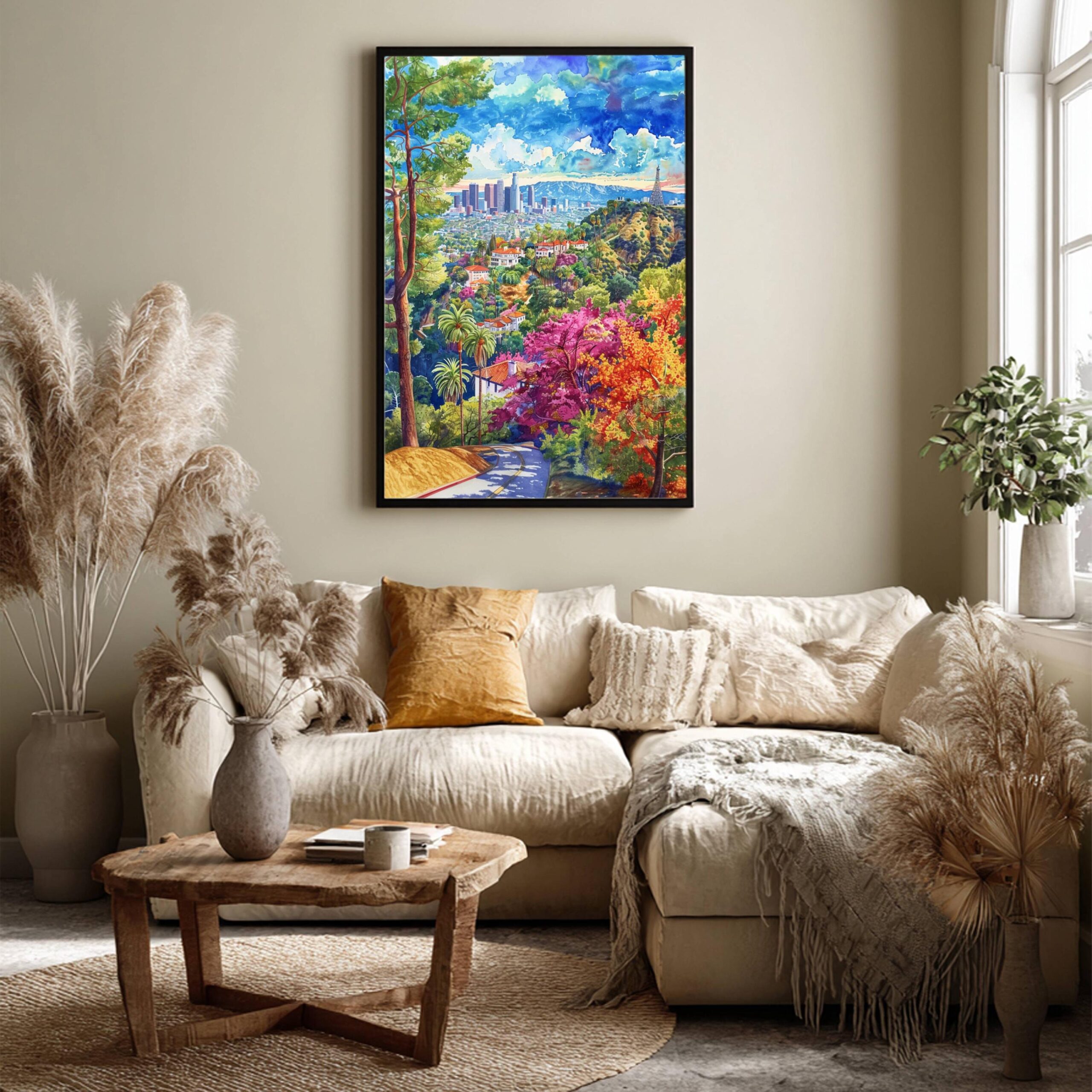 Los Angeles California USA Watercolor Print: American Travel Art Poster - Image 3