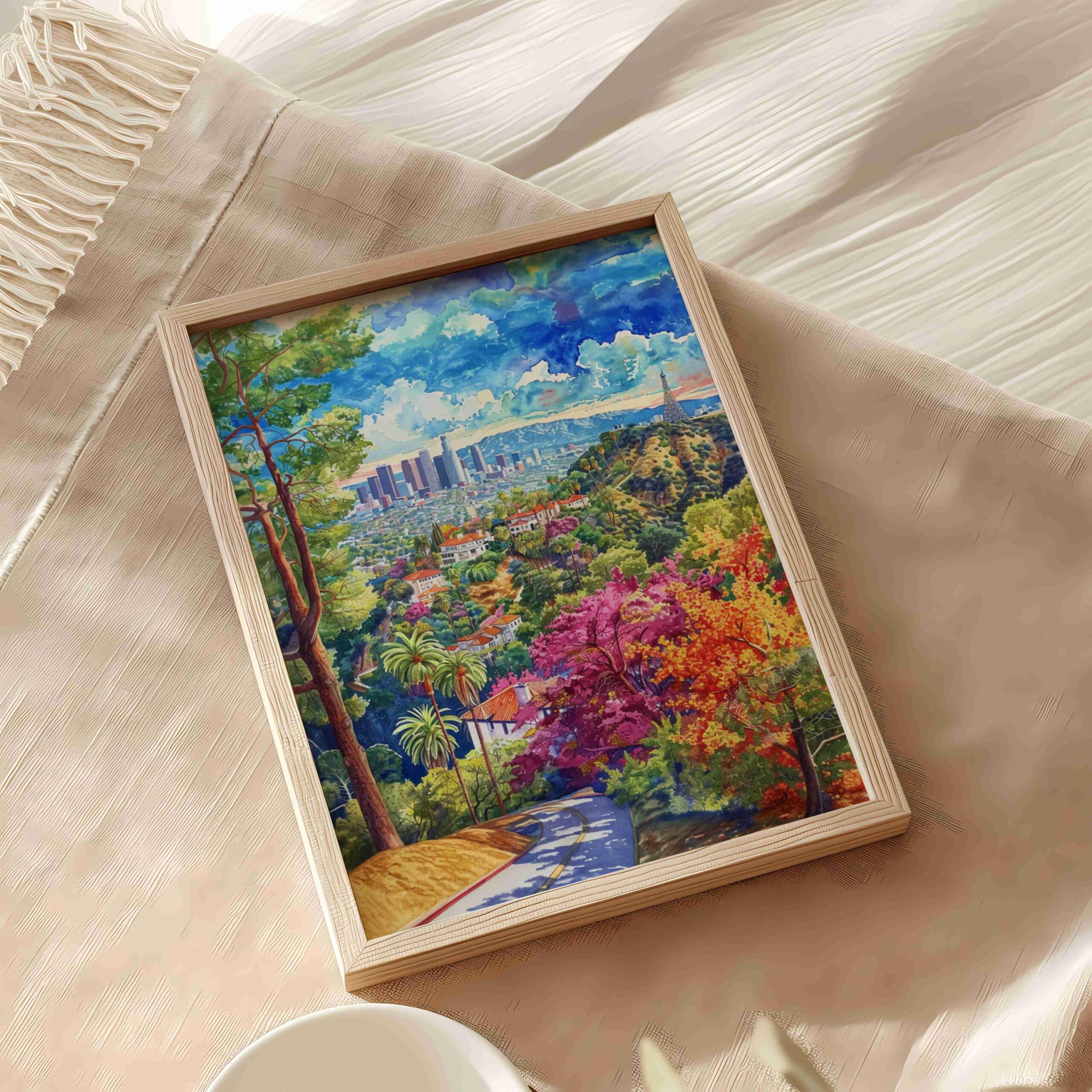 Los Angeles California USA Watercolor Print: American Travel Art Poster - Image 5
