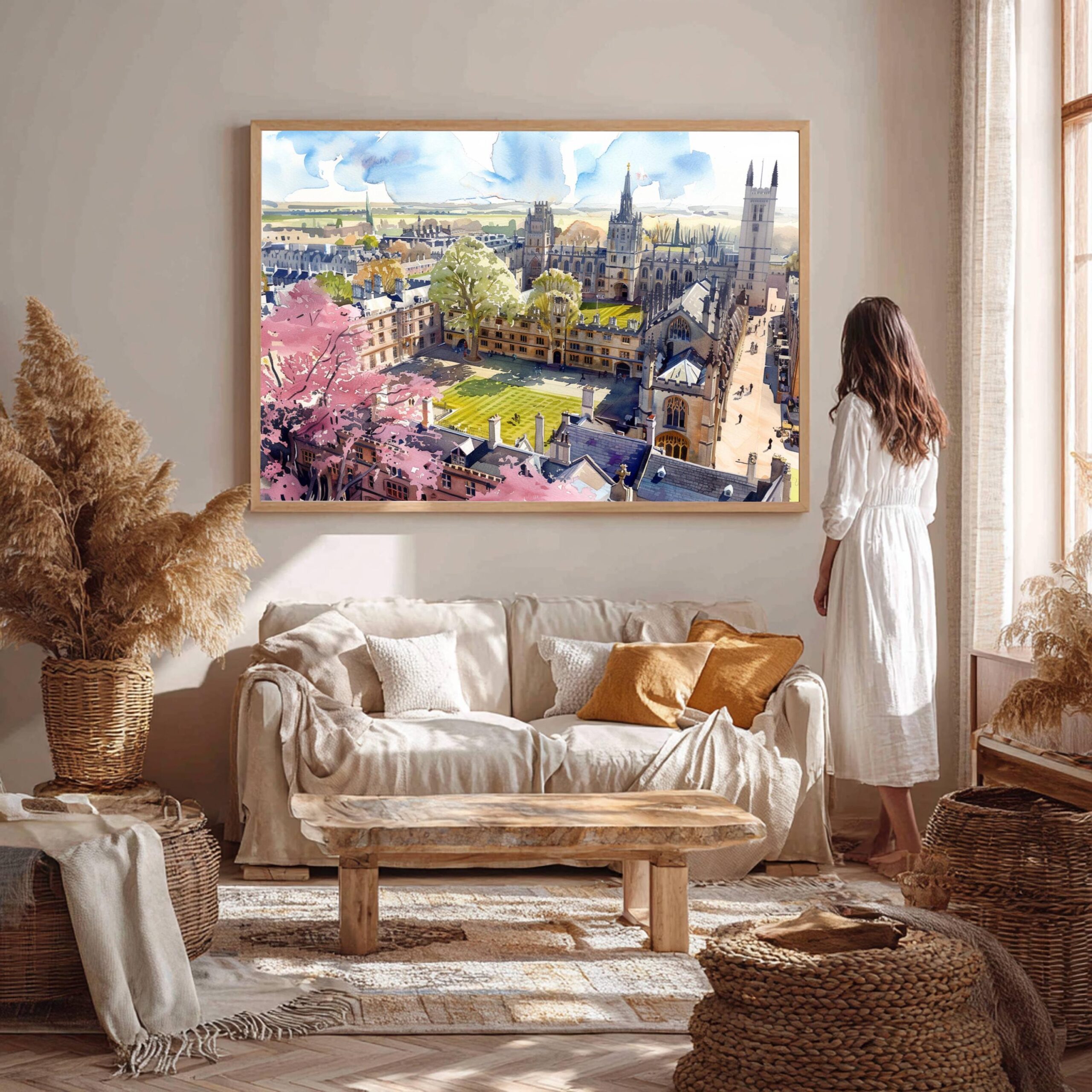 Cambridge University England Watercolor Print: UK Travel Art Poster - Image 3