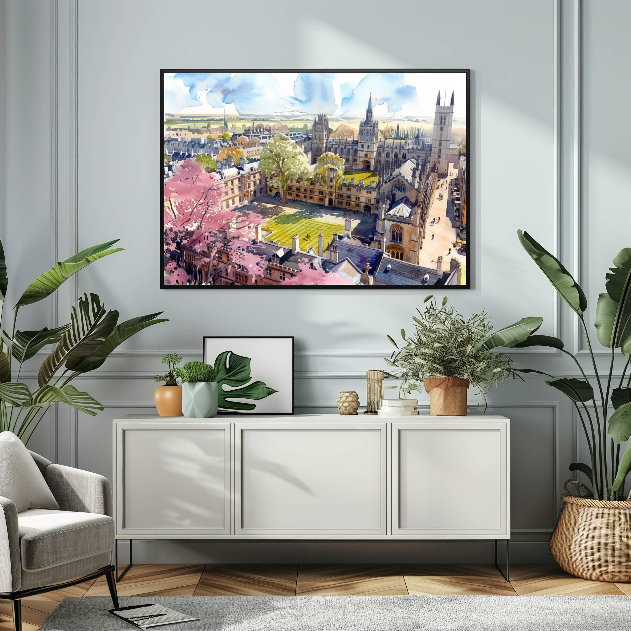 Cambridge University England Watercolor Print: UK Travel Art Poster - Image 4
