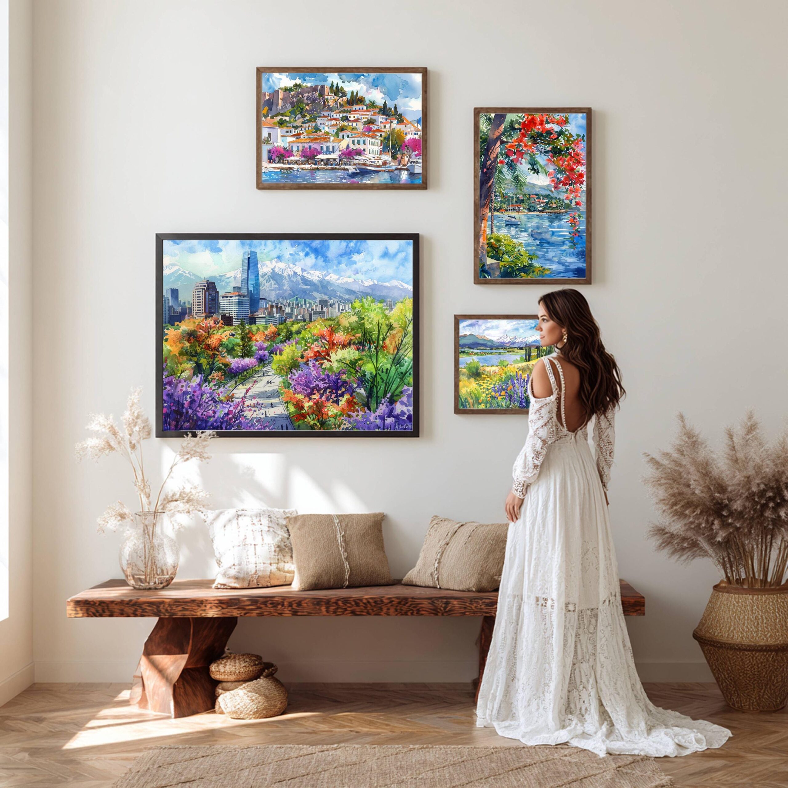 Santiago Chile Watercolor Print: South America Travel Art Poster - Image 2