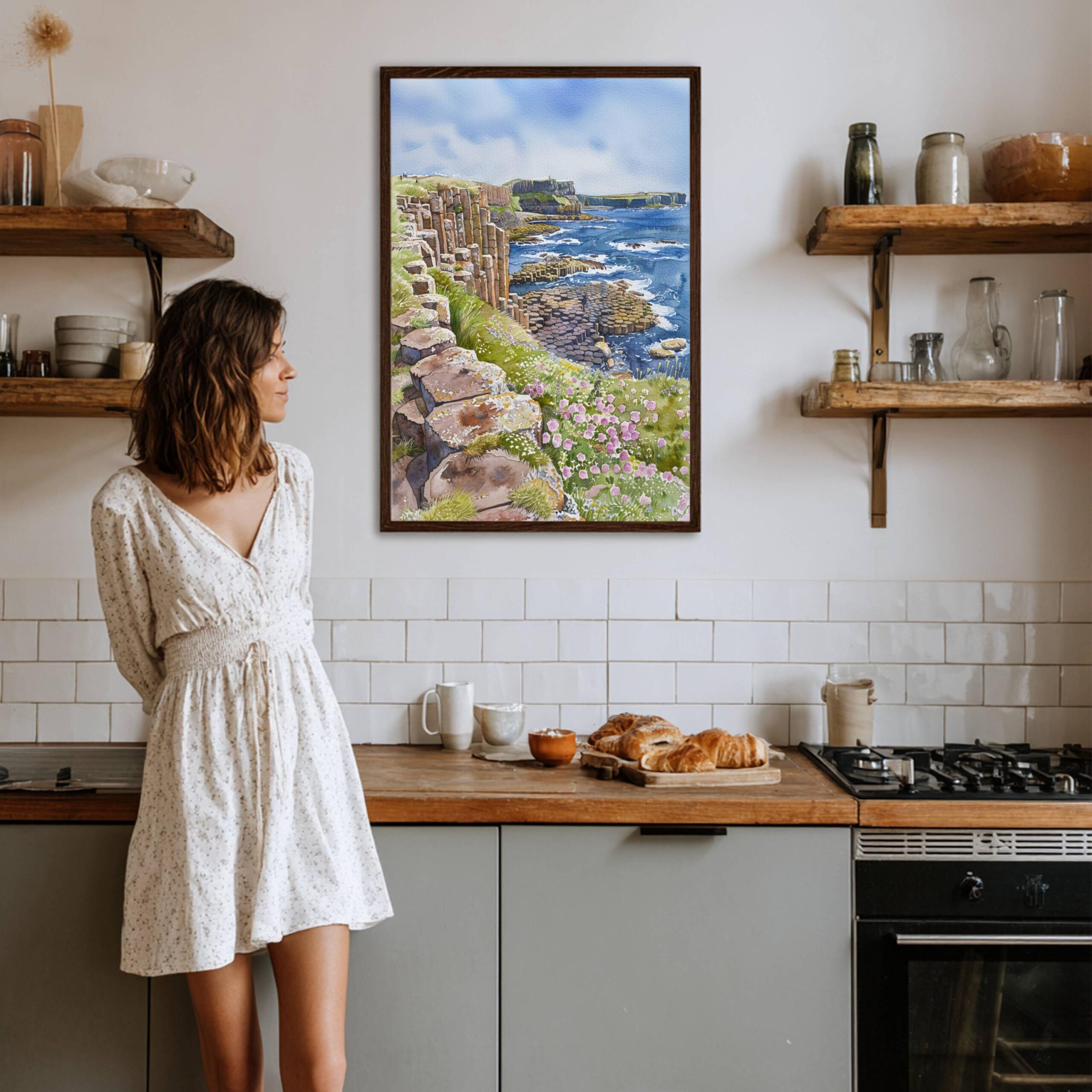 Giant's Causeway Northern Ireland United Kingdom Watercolor Print: Travel Art Poster - Image 7