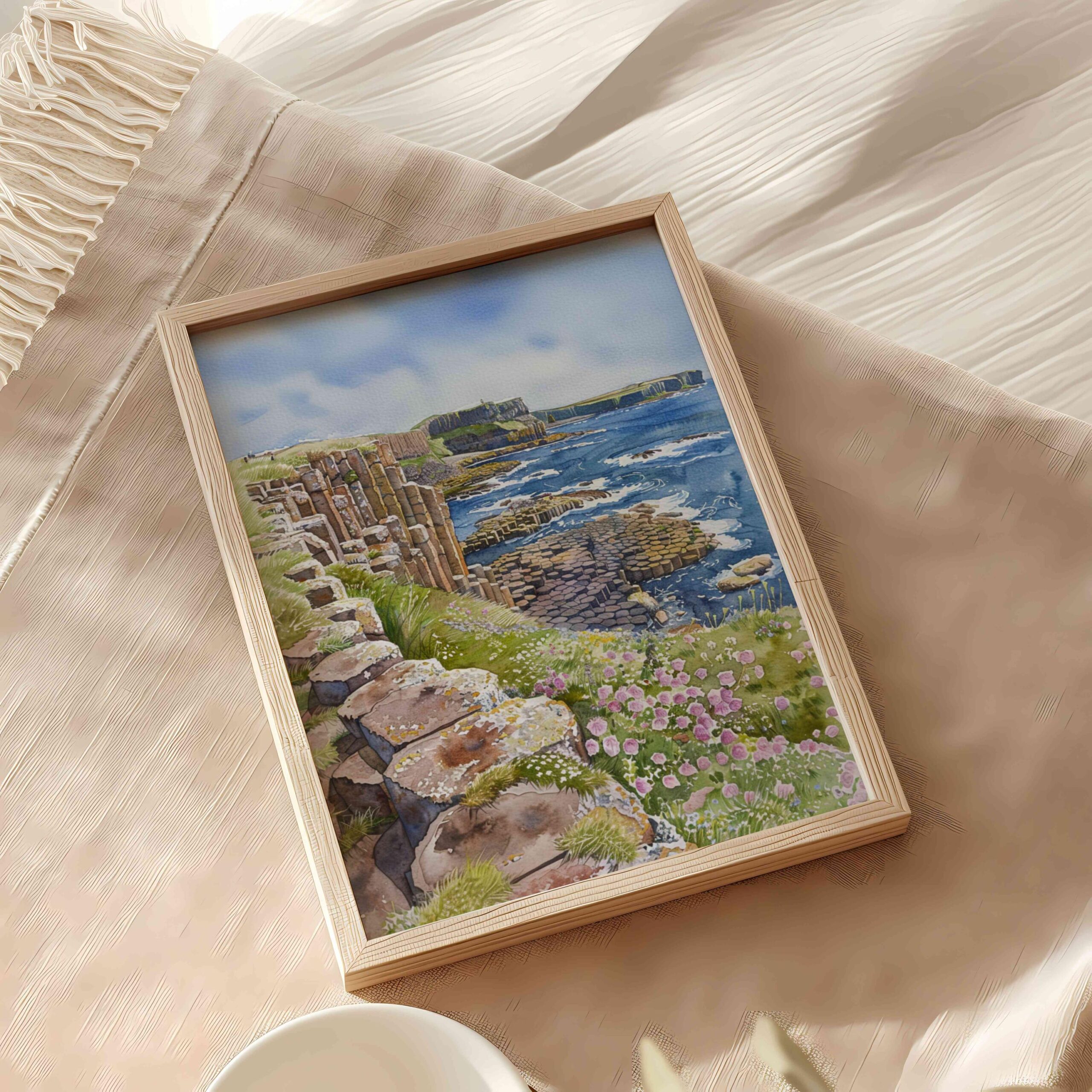 Giant's Causeway Northern Ireland United Kingdom Watercolor Print: Travel Art Poster - Image 5