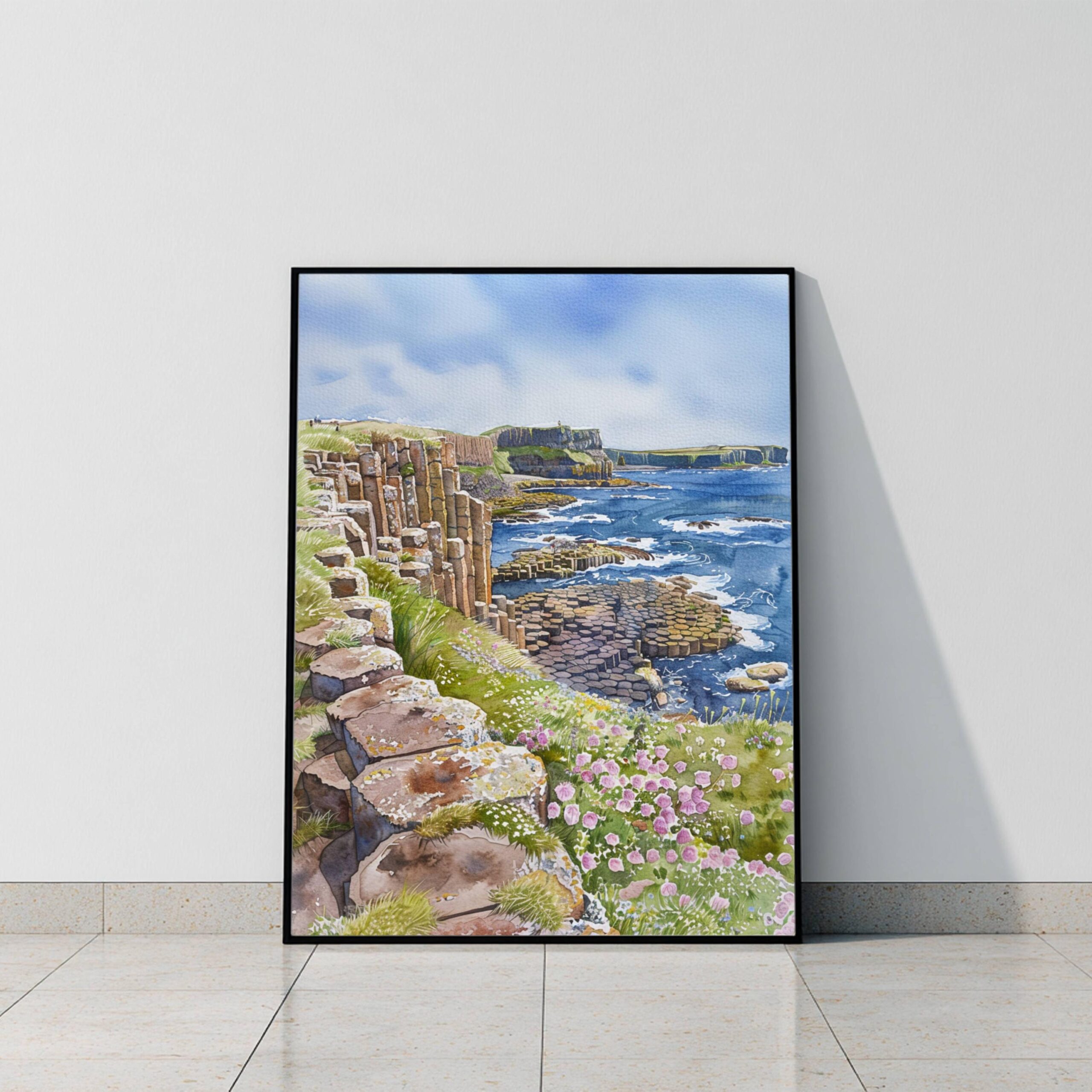 Giant's Causeway Northern Ireland United Kingdom Watercolor Print: Travel Art Poster - Image 9