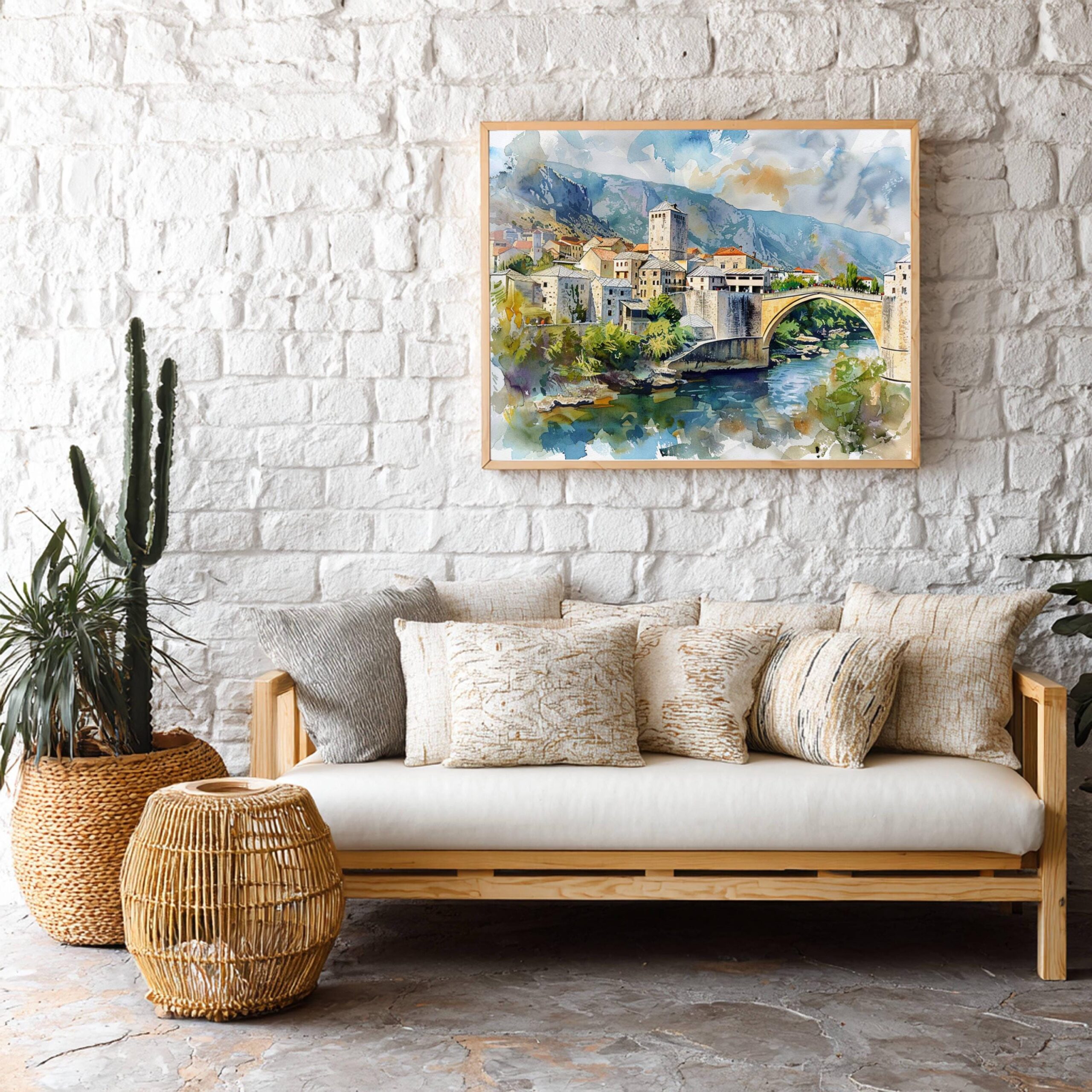 Mostar Bosnia and Herzegovina Watercolor Print: Europe Travel Art Poster - Image 9