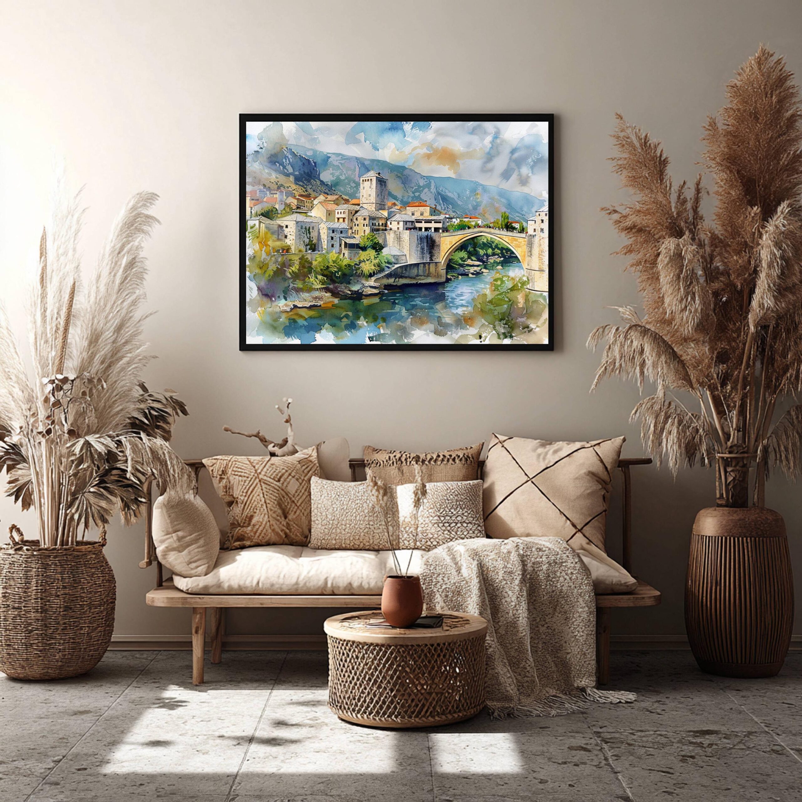 Mostar Bosnia and Herzegovina Watercolor Print: Europe Travel Art Poster - Image 6