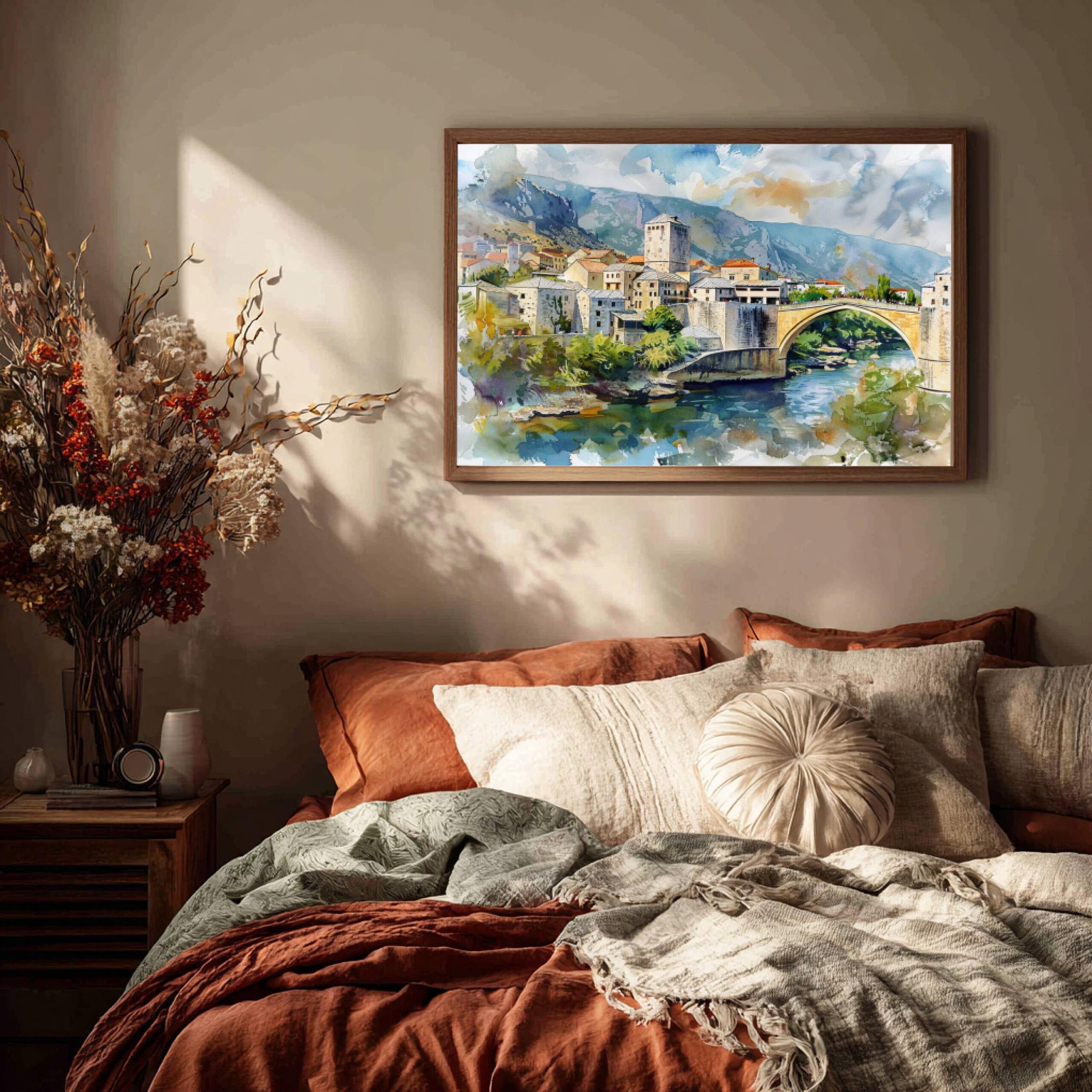 Mostar Bosnia and Herzegovina Watercolor Print: Europe Travel Art Poster - Image 7