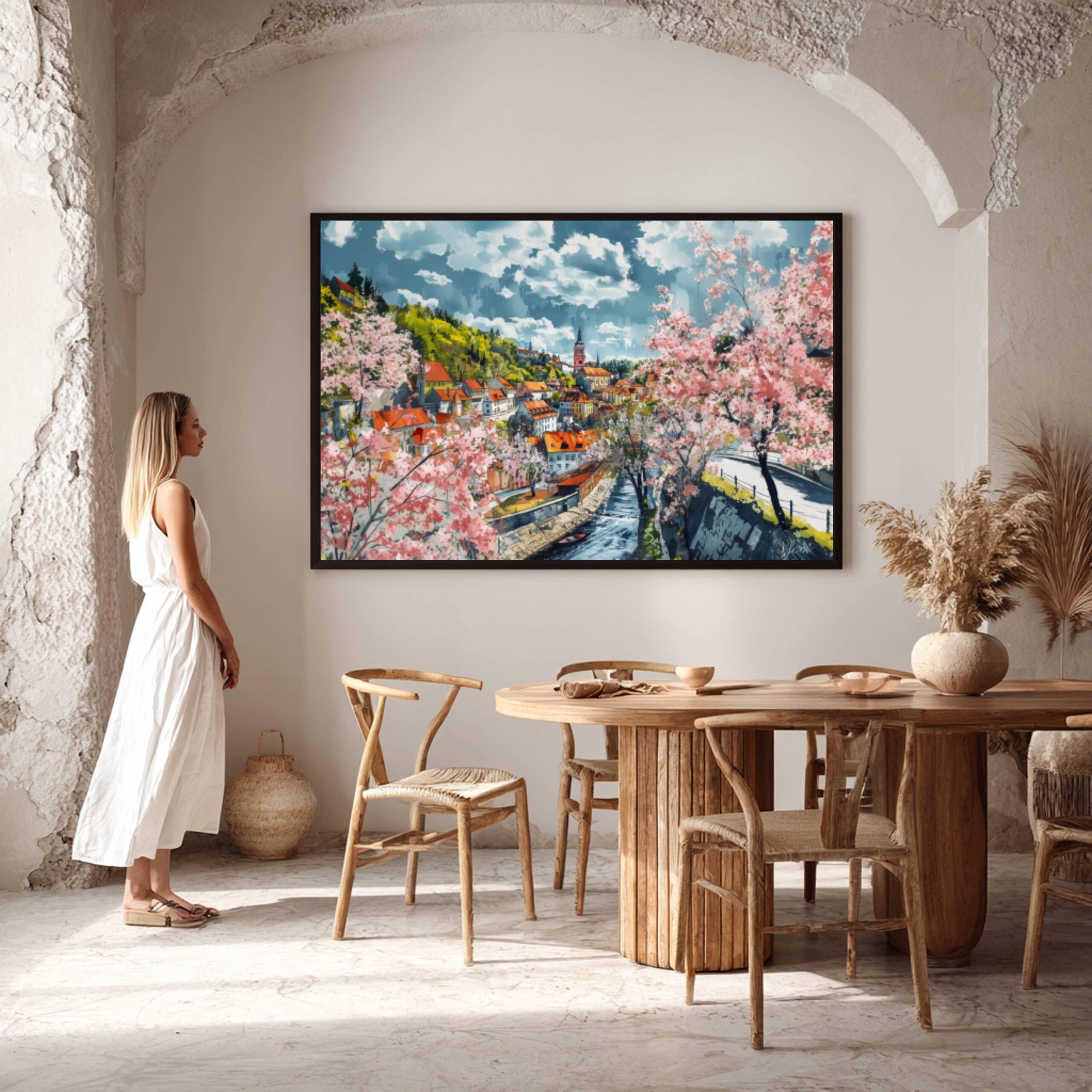 Cesky Krumlov Czech Republic Watercolor Print: Europe Travel Art Poster - Image 8