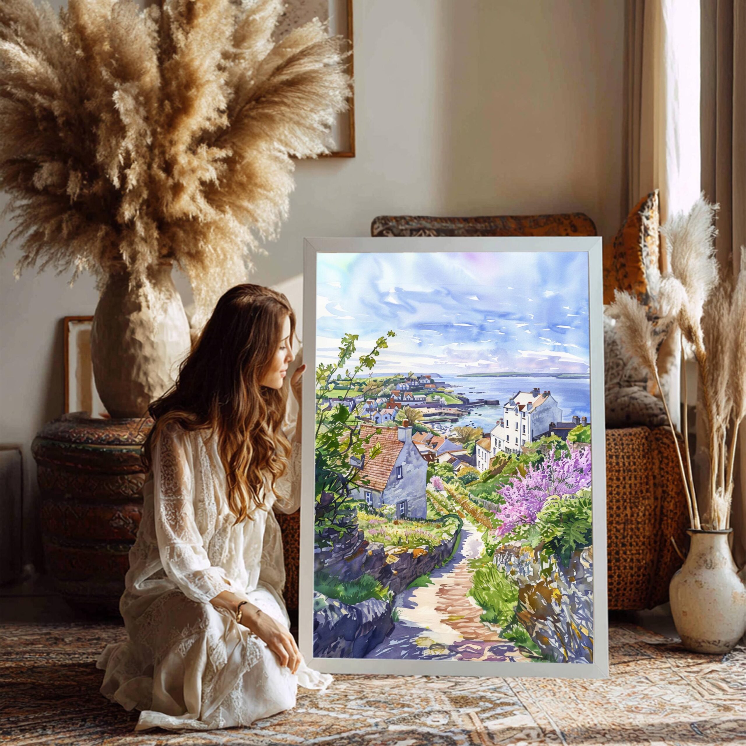 Isle of Jersey Channel Islands Watercolor Print: Europe Travel Art Poster - Image 9