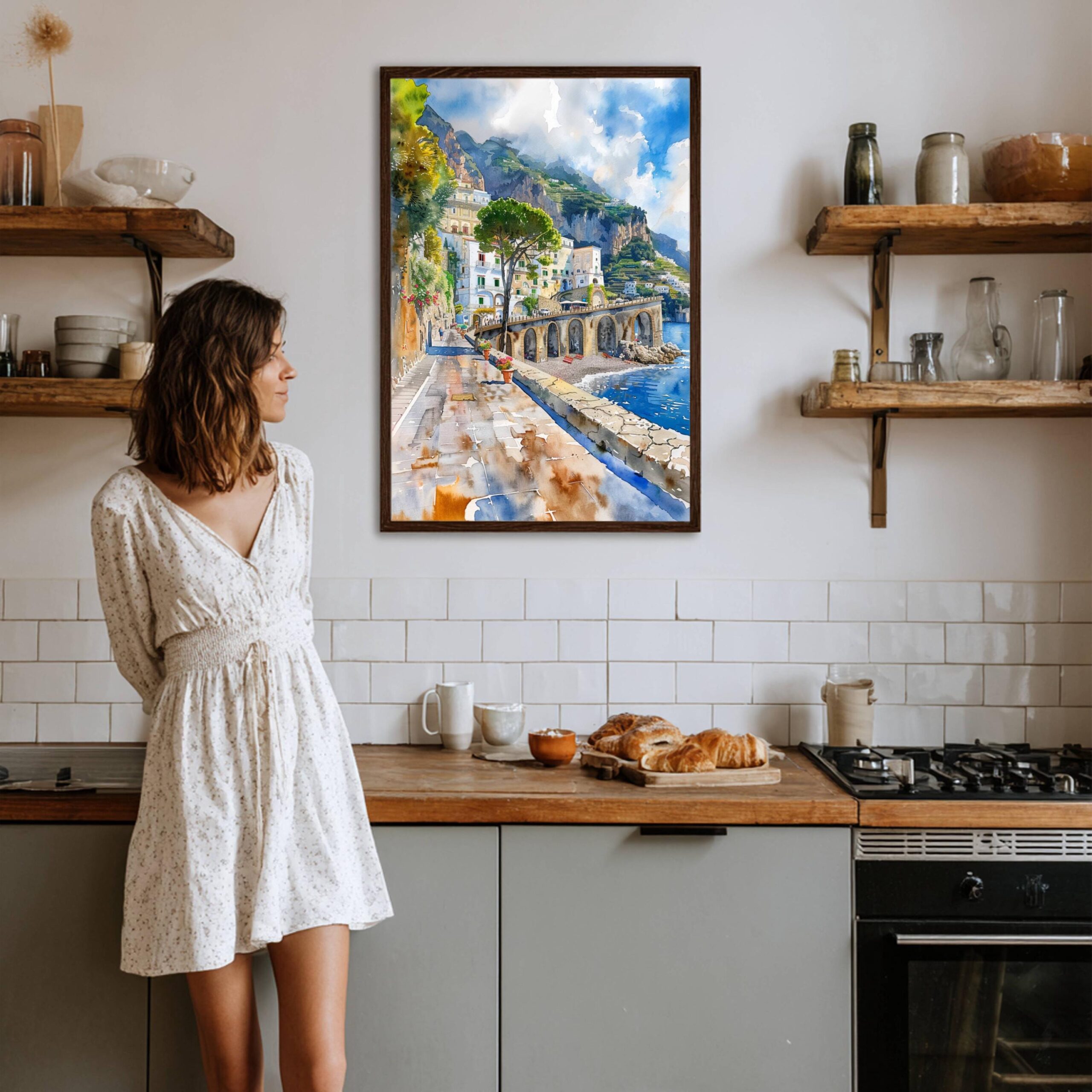Atrani Amalfi Coast Italy Europe Watercolor Print: Travel Art Poster - Image 8