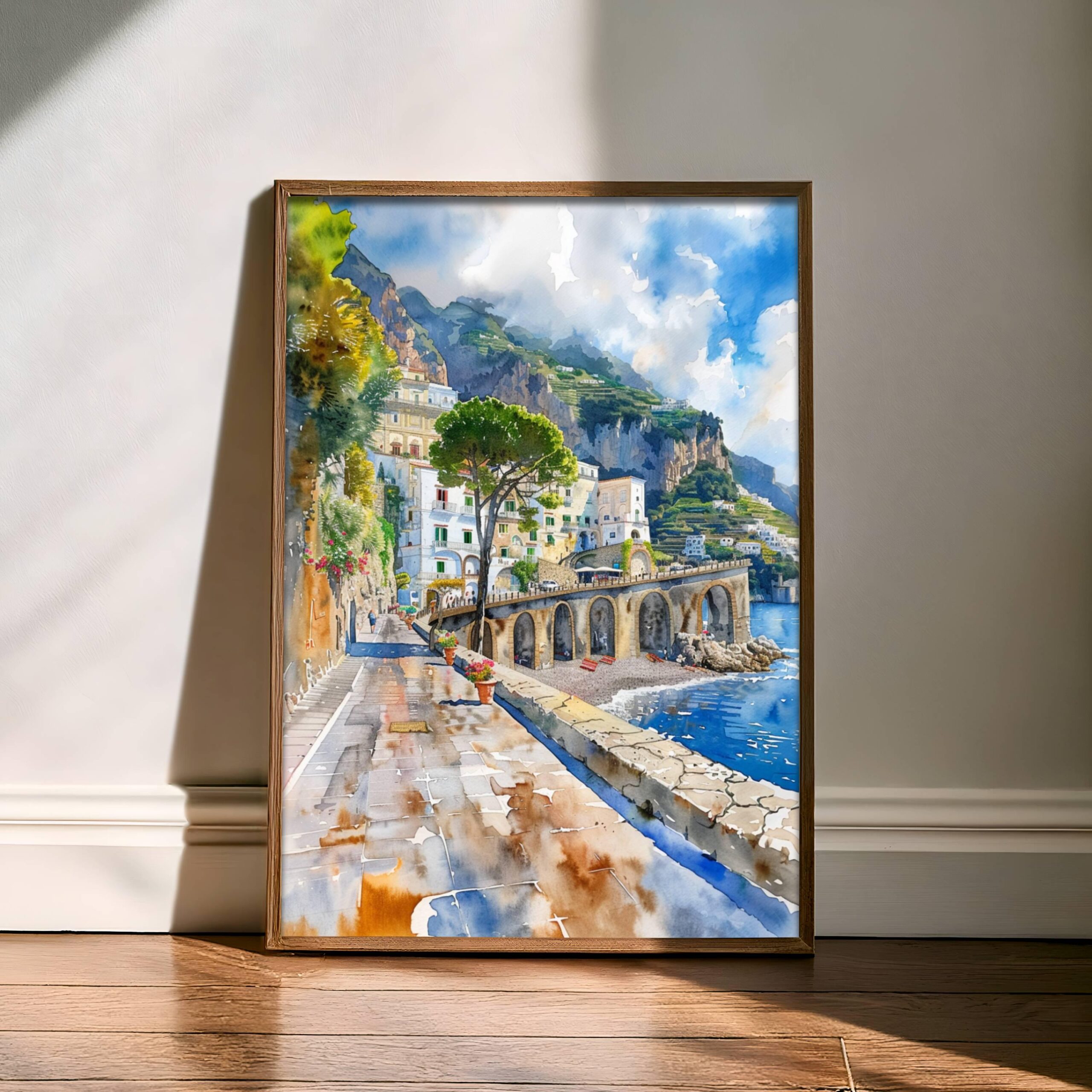 Atrani Amalfi Coast Italy Europe Watercolor Print: Travel Art Poster - Image 6