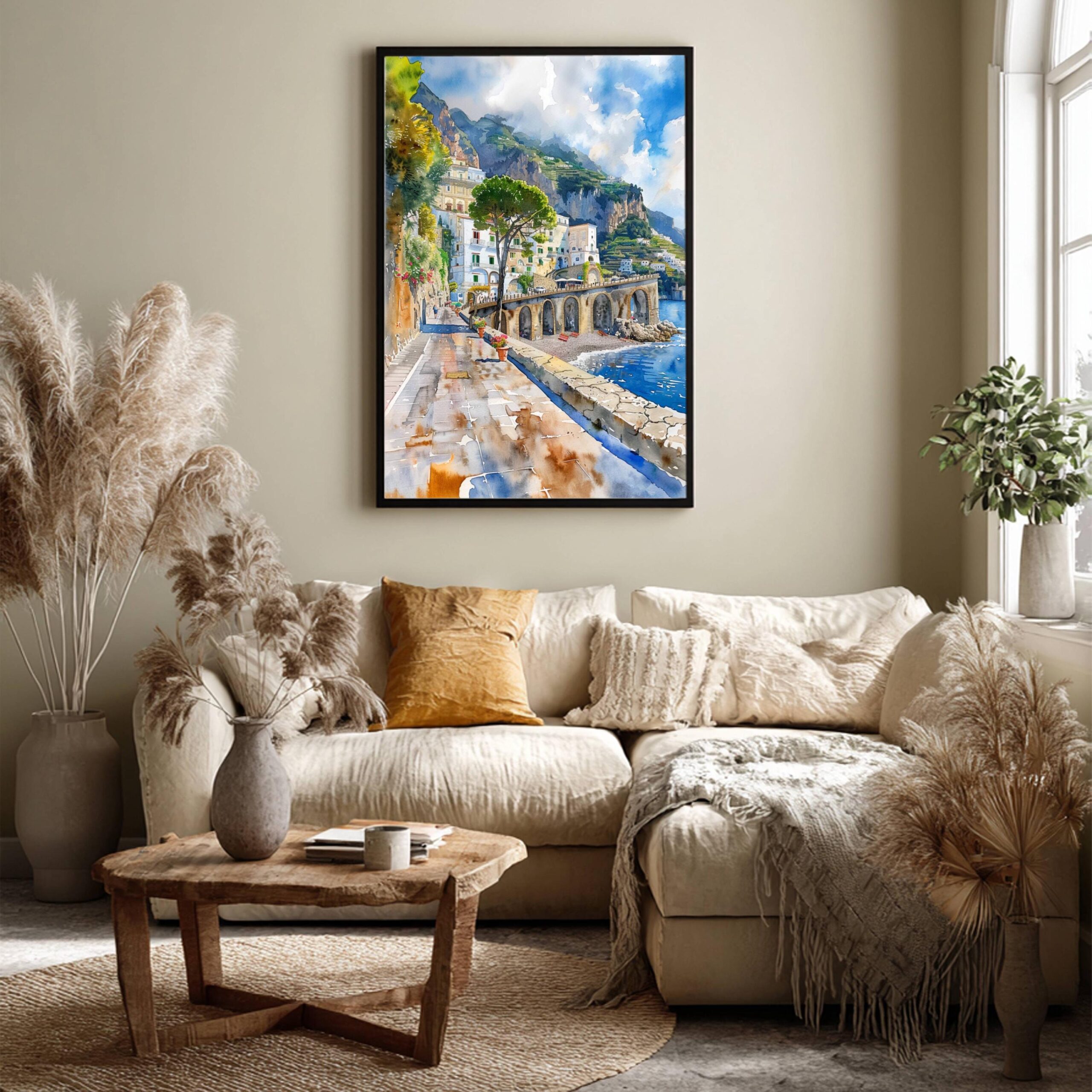 Atrani Amalfi Coast Italy Europe Watercolor Print: Travel Art Poster - Image 4